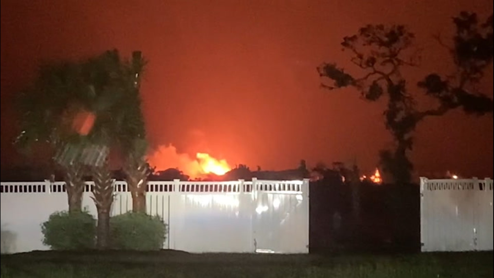 Multiple buildings in Ocean Isle Beach caught fire as Isaias made landfall in North Carolina, on Aug. 4.