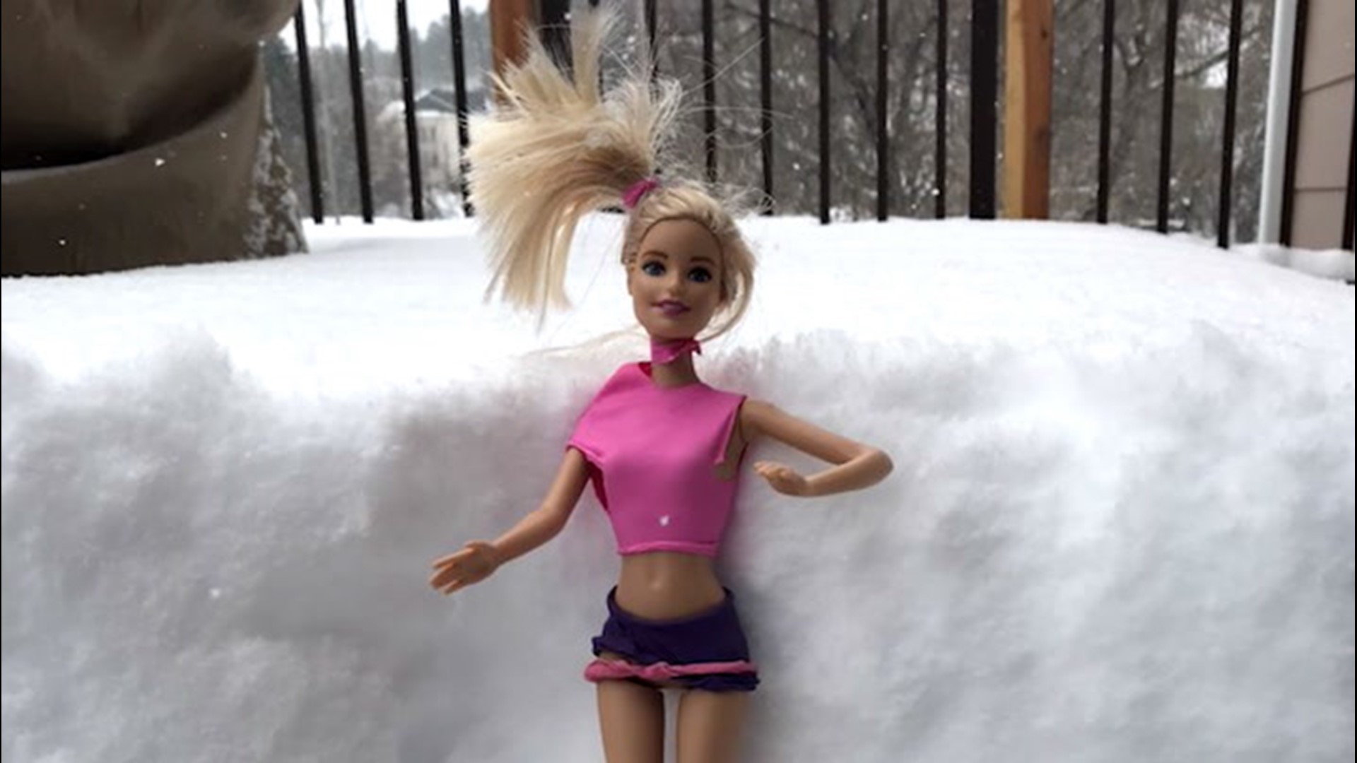 This Barbie doll was seen chilling out under 9 inches of snow in Rapid City, South Dakota, on April 2. She's not dressed for the weather though.