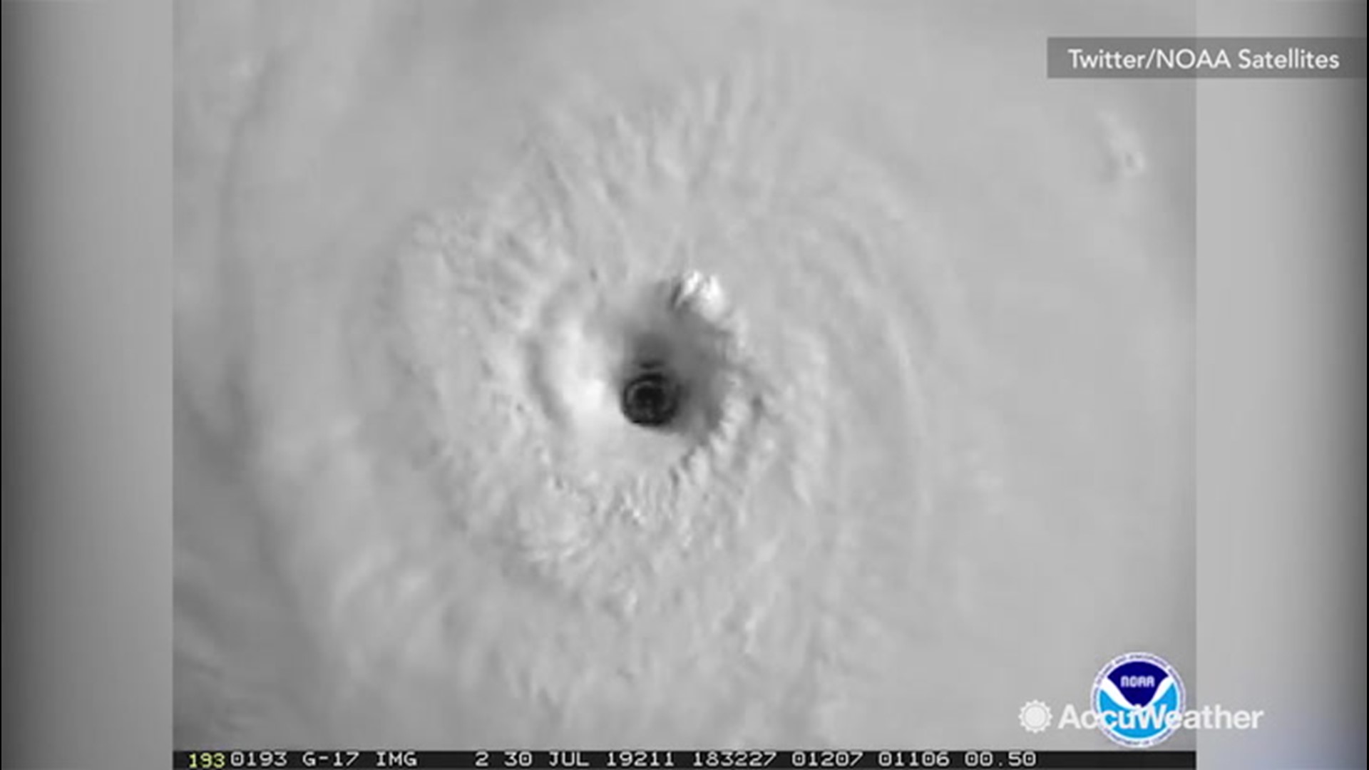 Satellite view of Hurricane Erick's eye over the Pacific