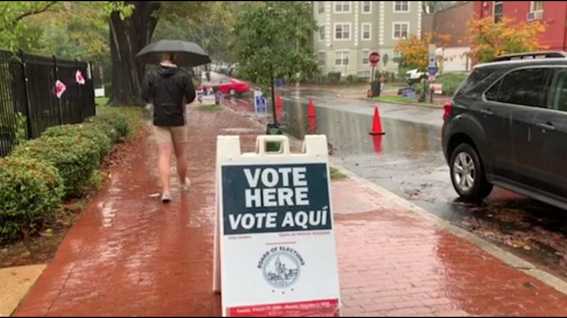 A light rain fell on Washington, D.C., on Oct. 29, as residents of the city went to vote early.