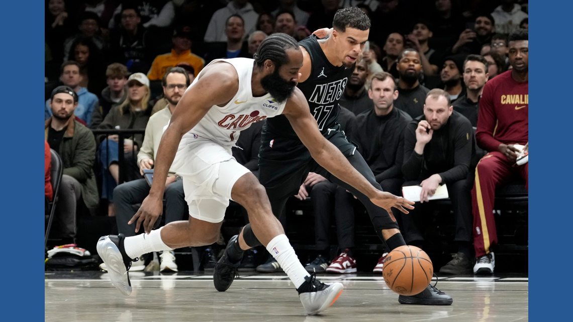 Harden scores 22 points with broken thumb, leads Cleveland Cavaliers over Brooklyn Nets 106-102
