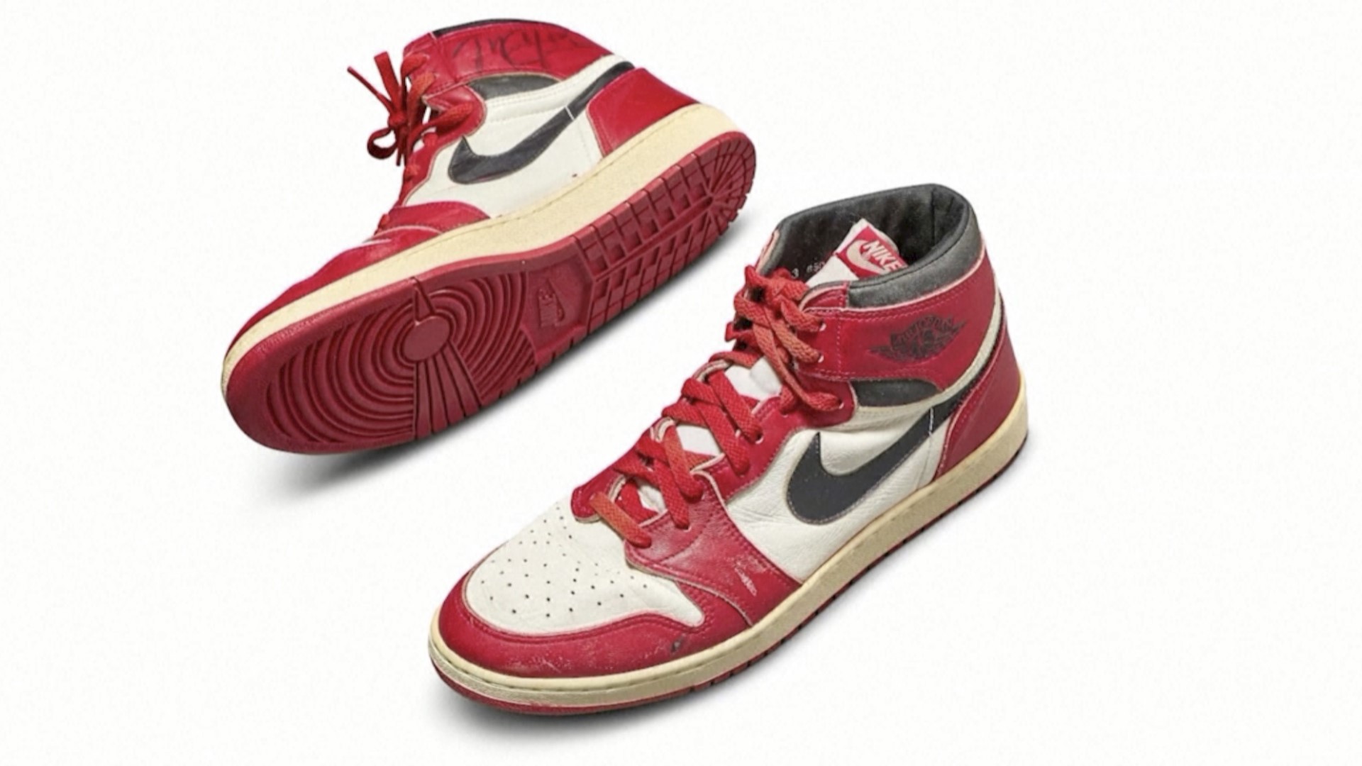An autographed pair of the NBA great's first Nike Air Jordans is going under the hammer.