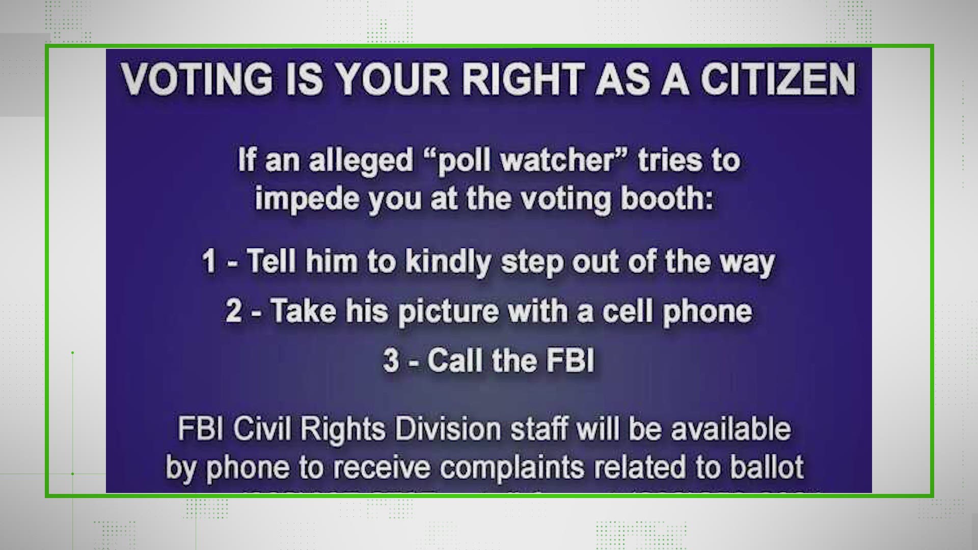 Verify Should You Contact Fbi If You Feel Intimidated At Polls Wkyc Com