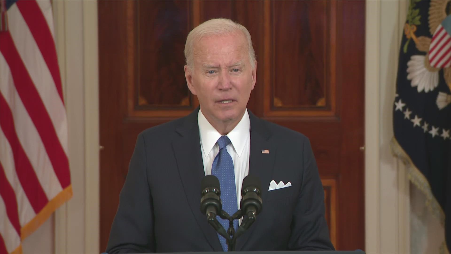 President Joe Biden said the decision to overturn Roe v. Wade -- largely orchestrated by Trump's three appointees -- "is taking America back 150 years."
