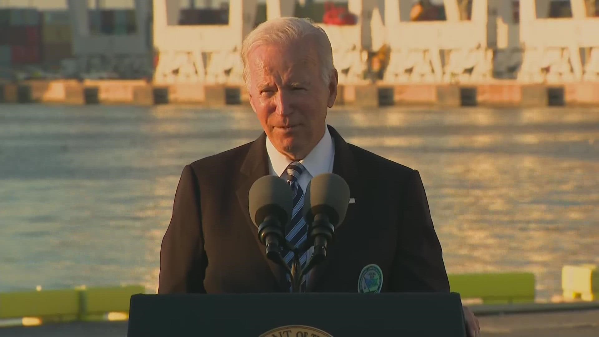 Biden spoke in Baltimore about his infrastructure bill, which he plans to sign on Monday after it cleared the House last week.