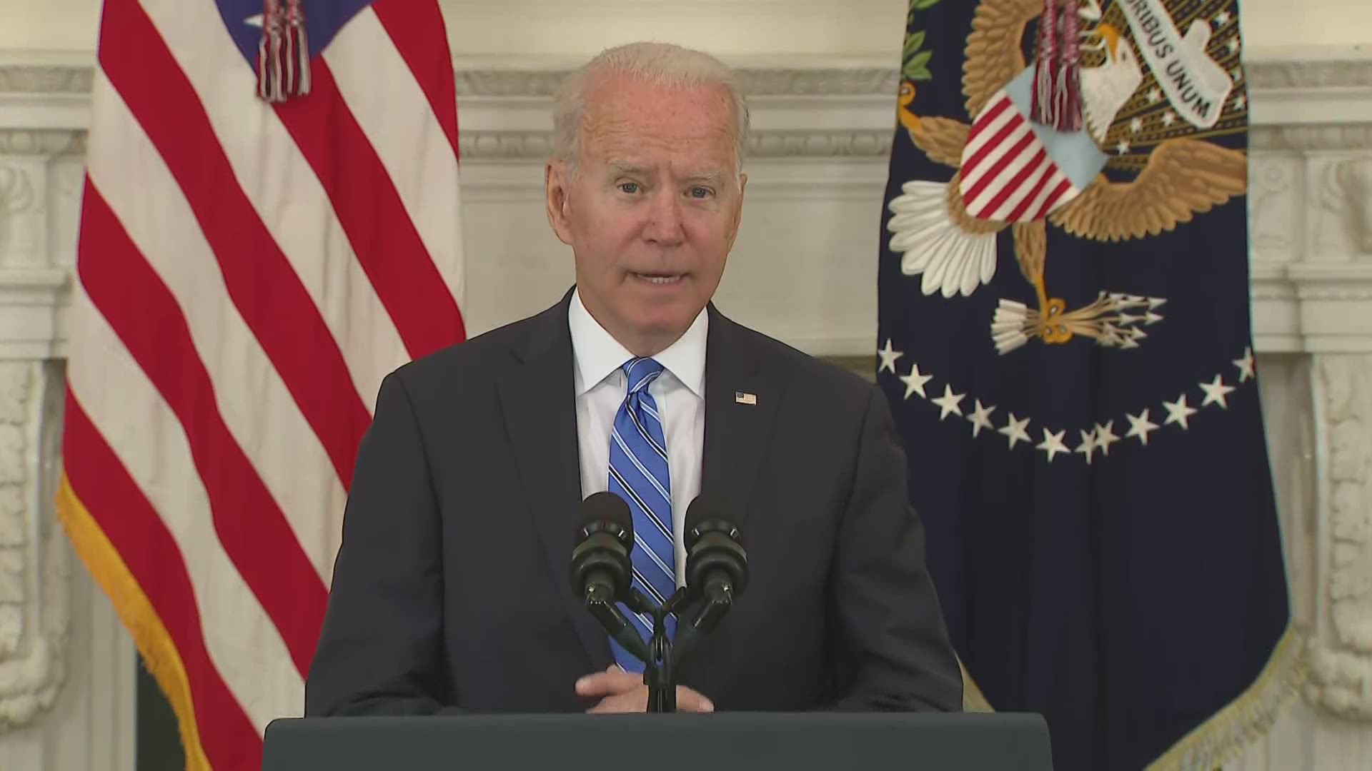 President Joe Biden remarked on massive American job growth Monday, saying the economy is adding more than 600,000 jobs per month.
