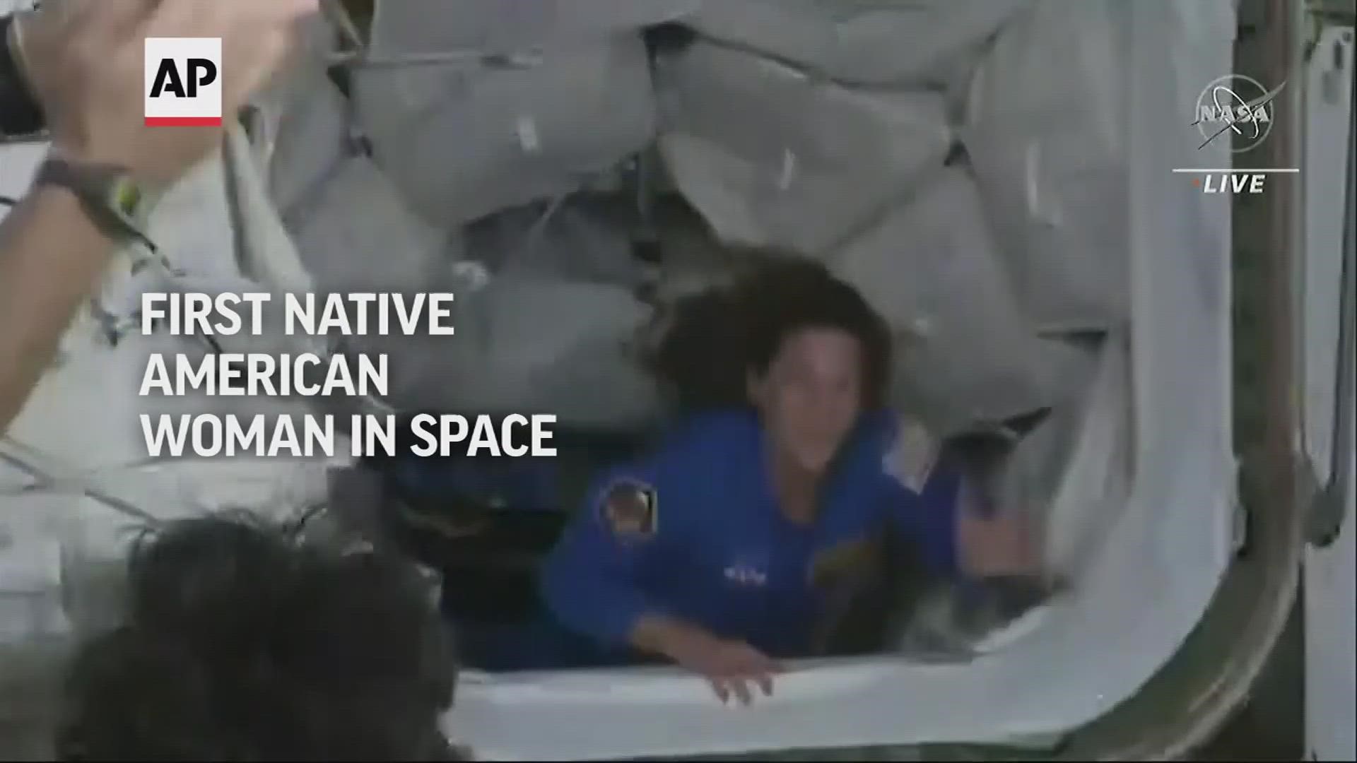 The first Native American woman in space said Wednesday that she’s overwhelmed by the beauty and delicacy of Mother Earth.