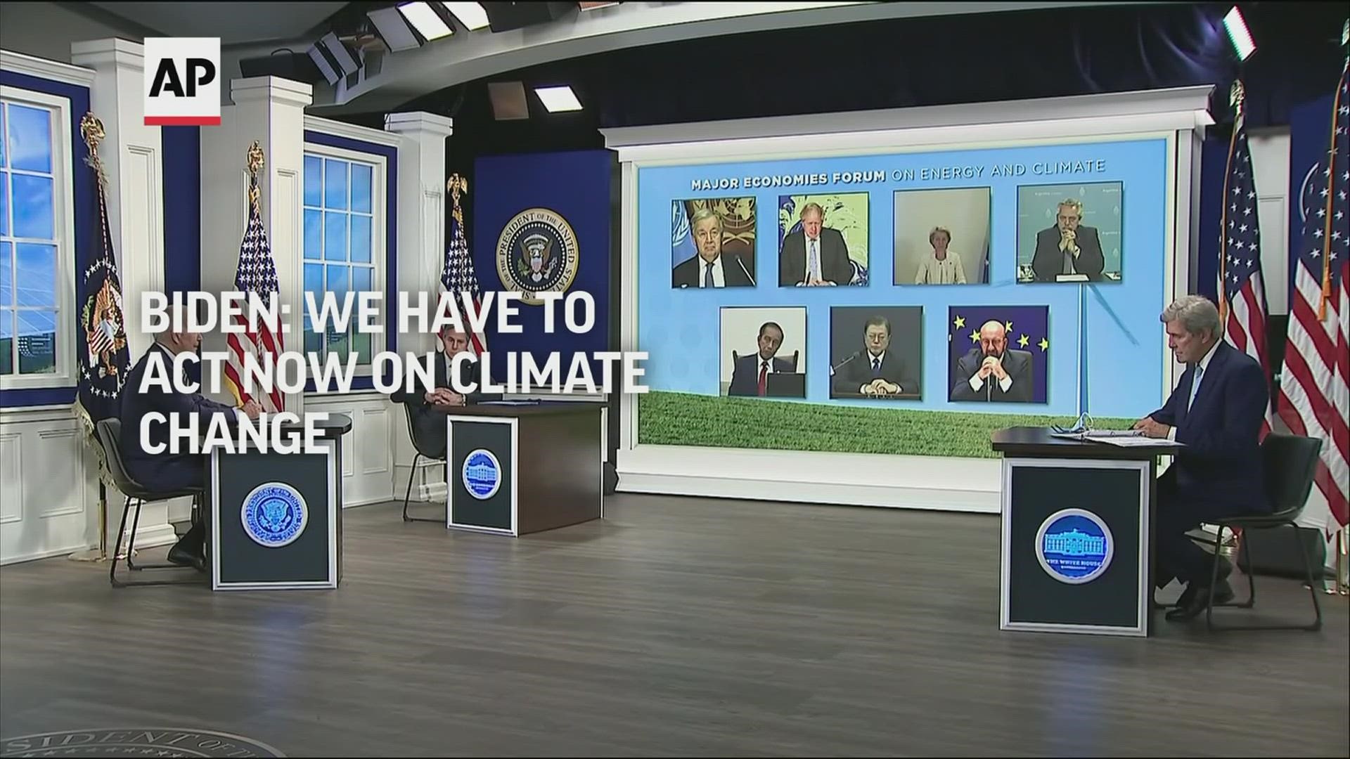 The president met with 11 other global leaders Friday to discuss steps against climate change.
