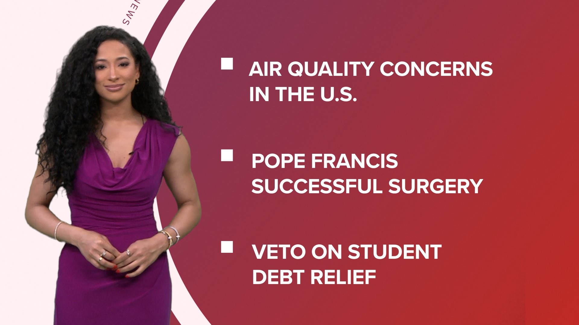 A look at what is happening in the use from dangerous air quality across the U.S. to Biden vetoing student loan relief stop by Congress and Apple IOS 17 updates.