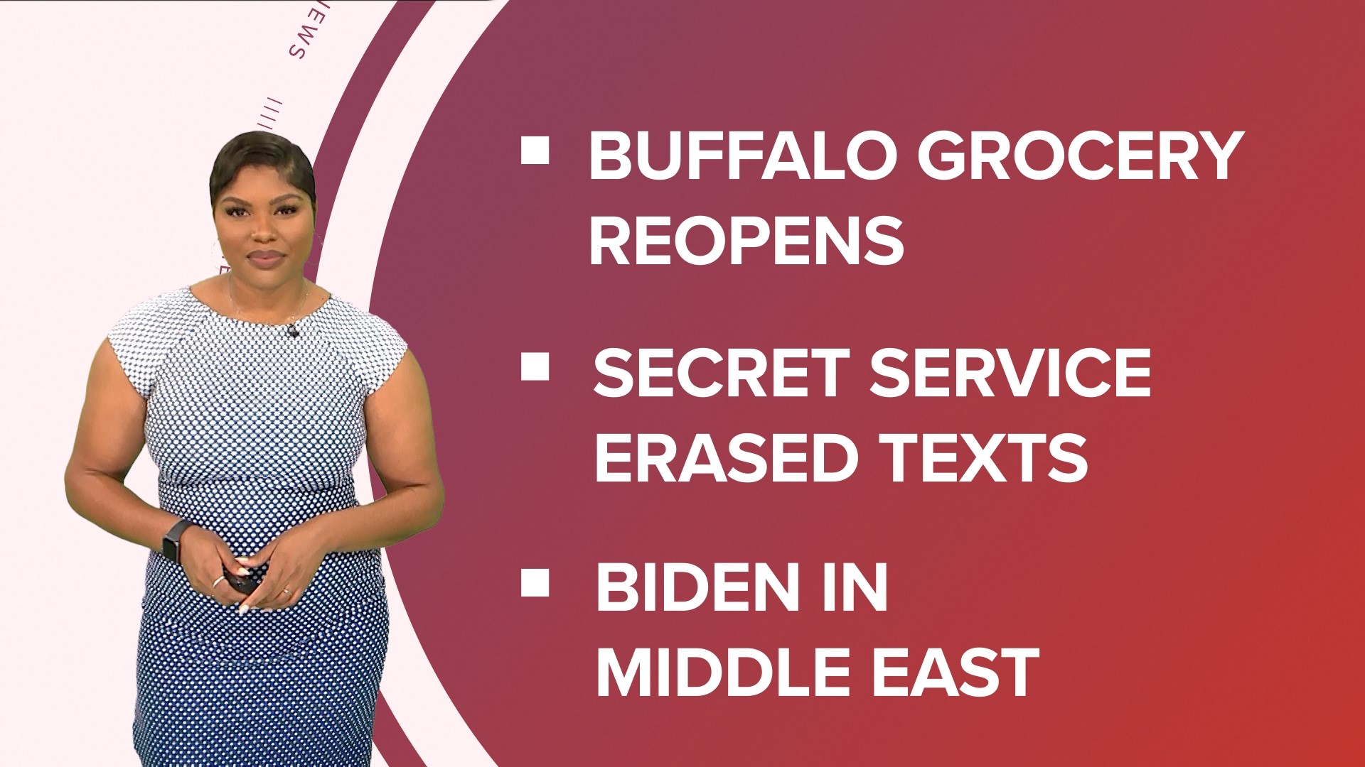 A look at what is happening across the U.S. from Tops supermarket reopening in Buffalo, Pres. Biden travels to the Middle East and an update on monkeypox vaccines.