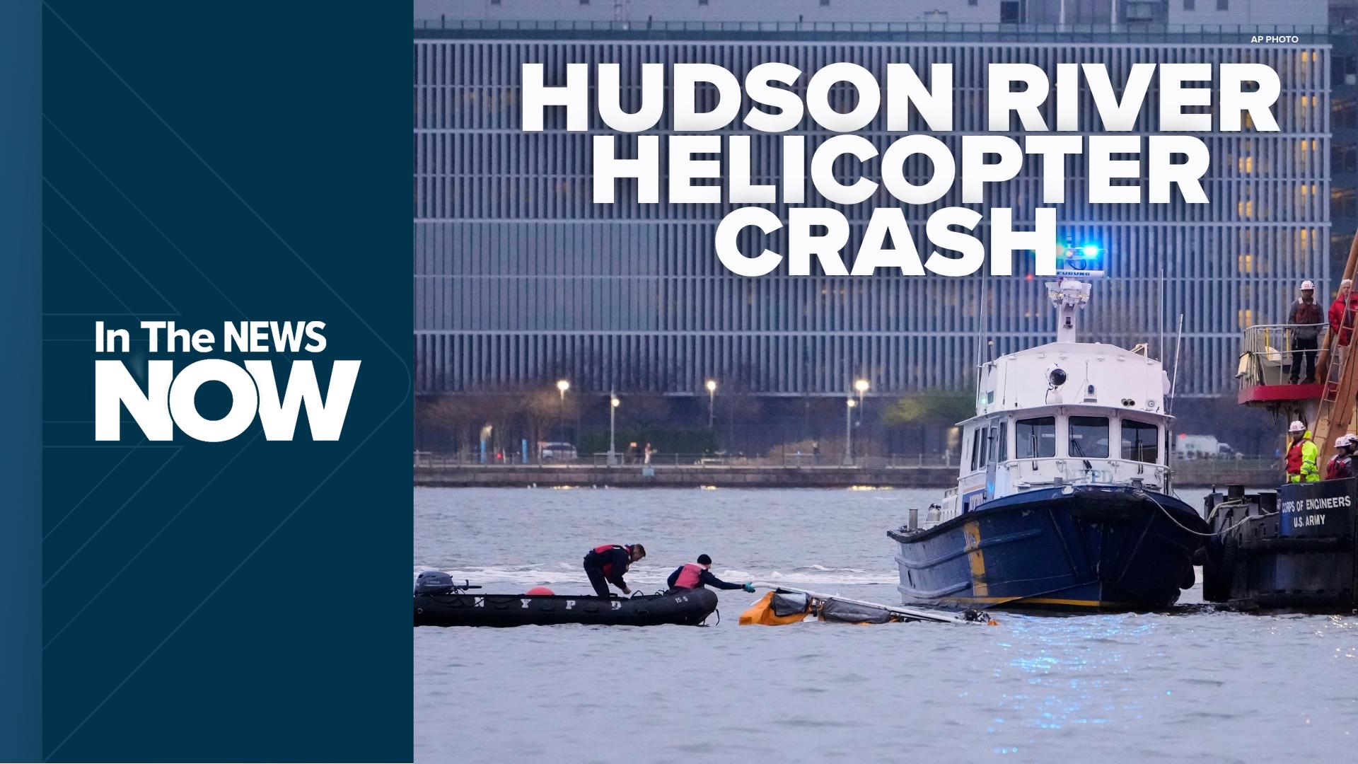 A New York City sightseeing helicopter broke apart and crashed into the Hudson River, killing the pilot and a Spanish family of five who were on board.