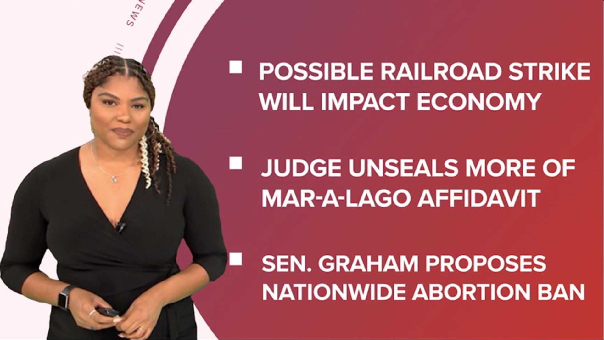 A look at what is happening in the news from a possible railroad strike and its possible impacts on the economy to a nationwide abortion ban proposal.