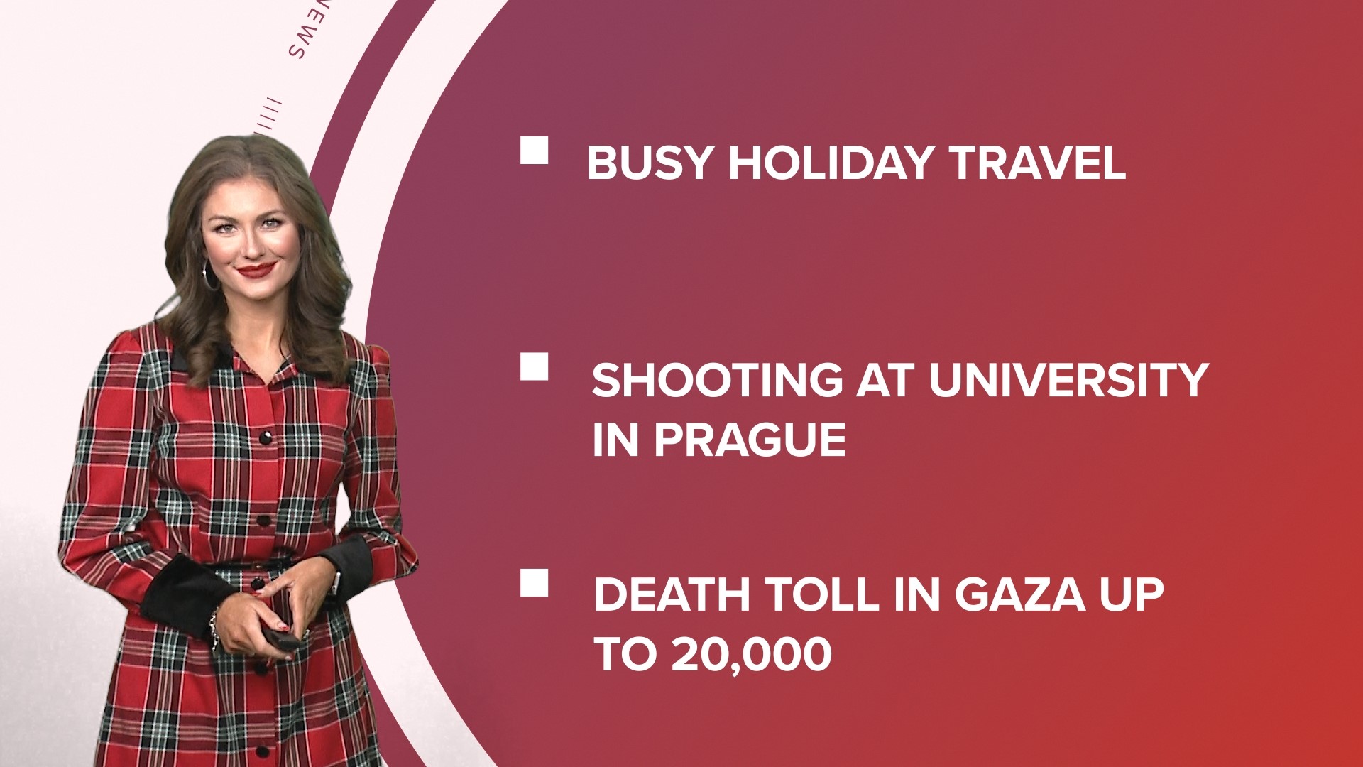 A look at what is happening in the news from the busy holiday travel weekend and a mass shooting in Prague to a new FAFSA process.