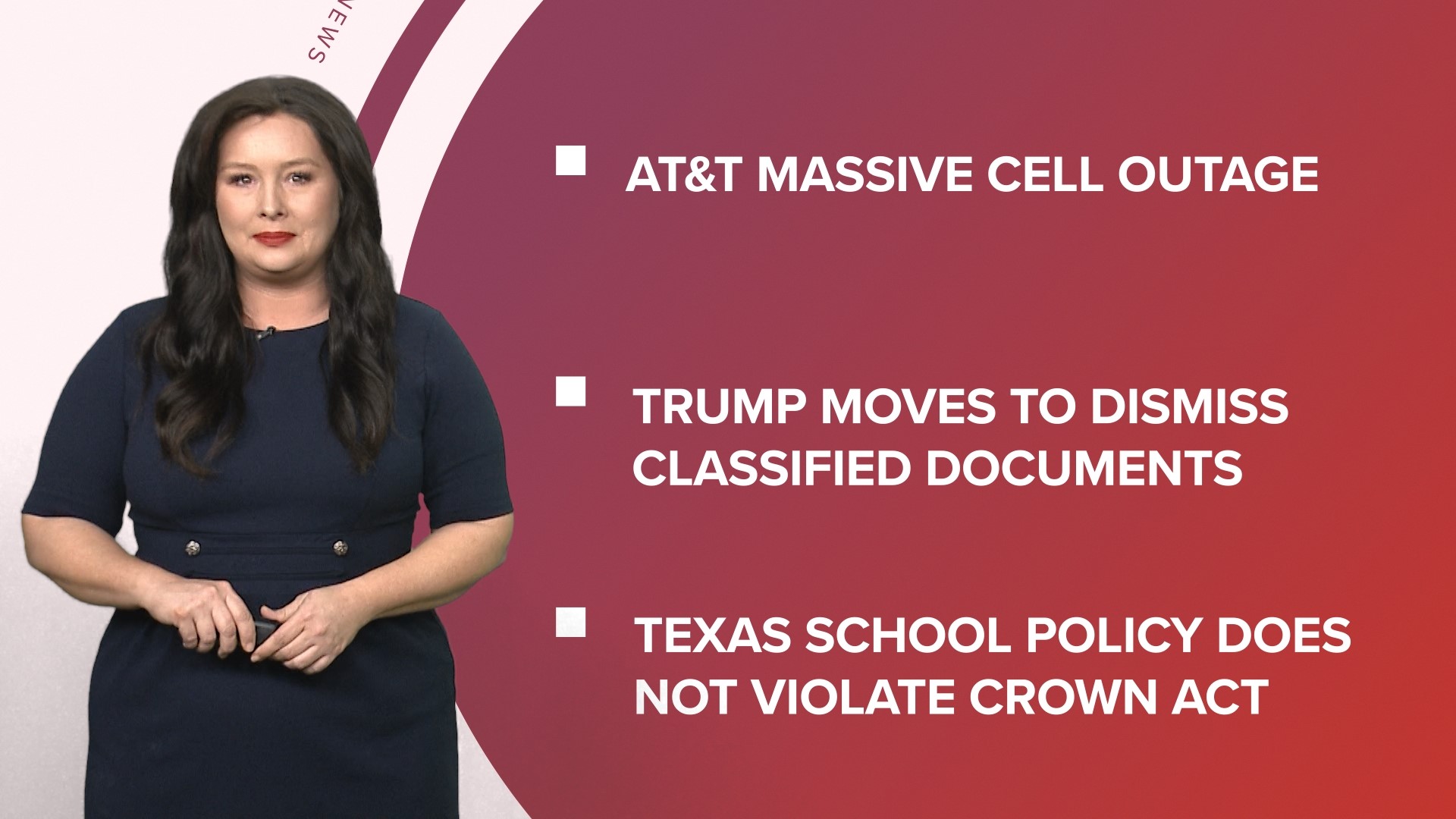 A look at what is happening in the news from the massive AT&T cell outage and a historic moon mission to a ruling in a Texas crown act case.