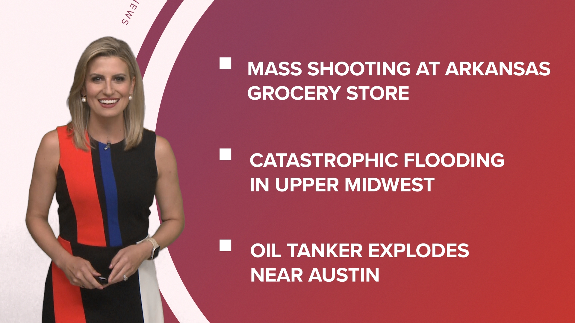 A look at what is happening in the news from mass shooting at an Arkansas grocery store to flooding in Minnesota and top dog for Ugliest Dog Contest.