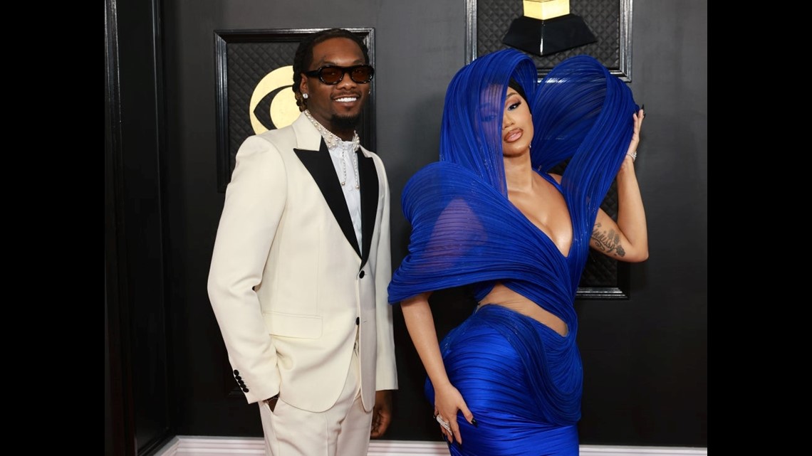 Cardi B Hits the 2023 GRAMMYs Red Carpet in Dramatic Hooded Cutout Gown