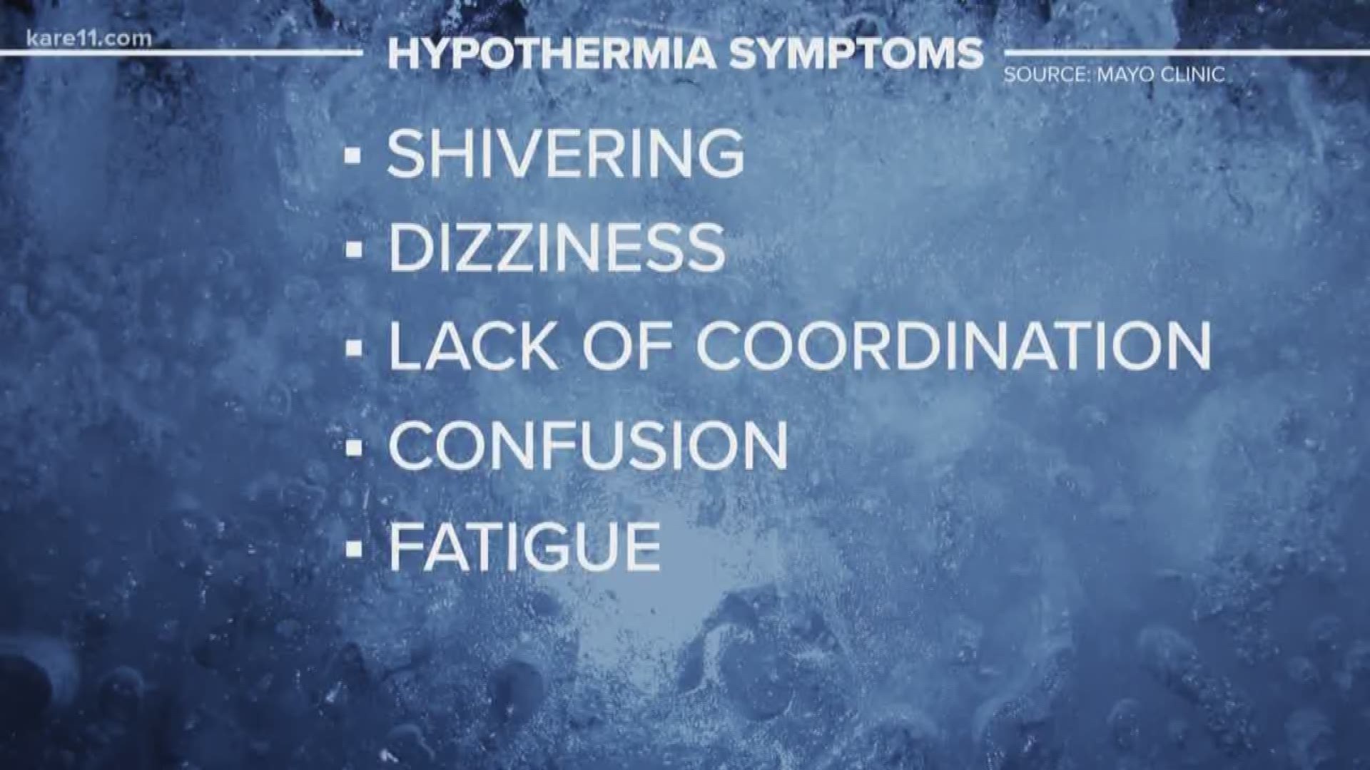 With a deep freeze on the way later this week it's important to know and recognize the symptoms of Hypothermia.