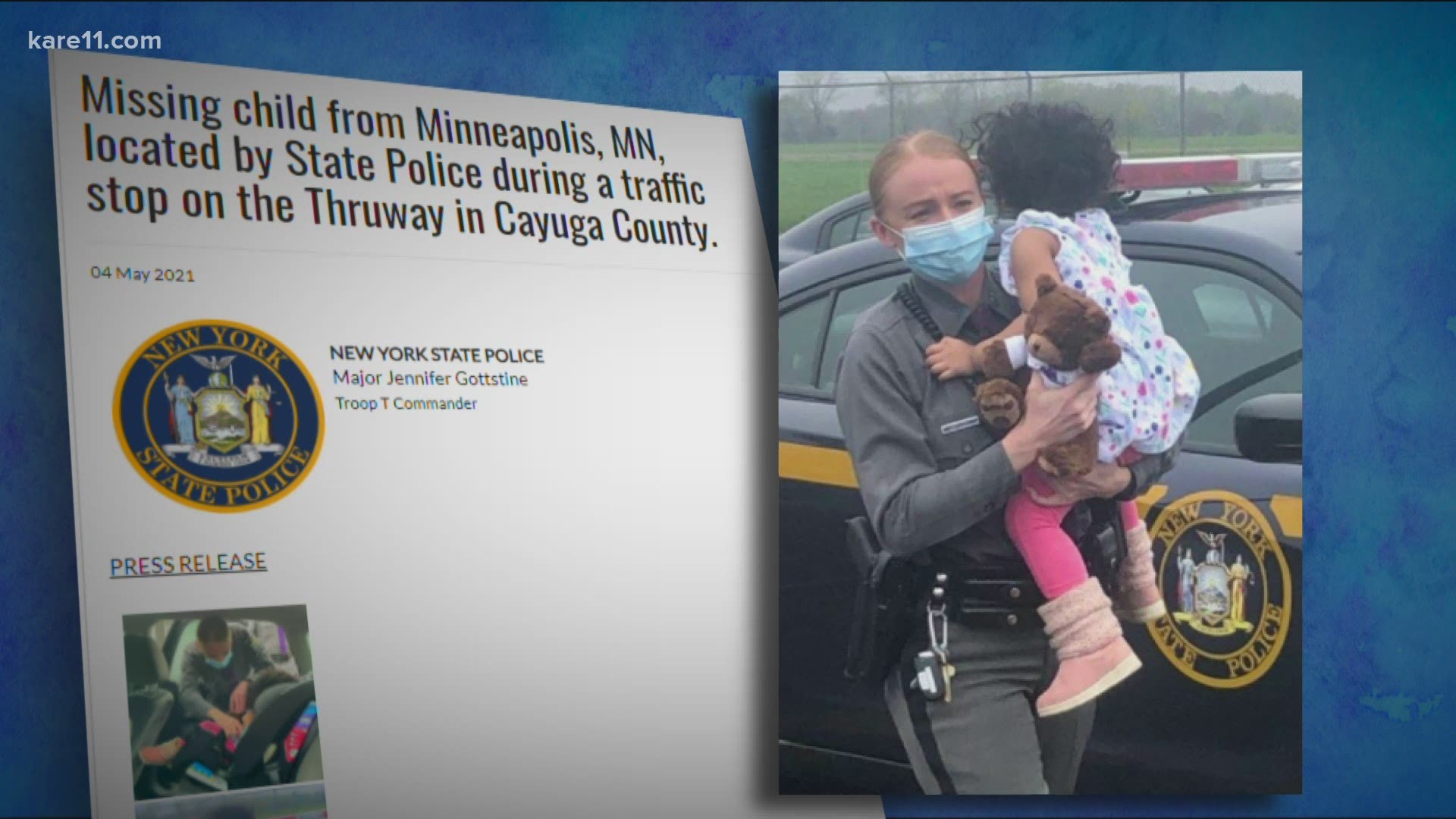 Investigators said 2-year-old Nasteha Mohamed was found after a traffic stop in New York state, carried out by an officer who had seen a national alert