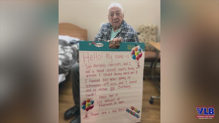 Texas veteran wants 100 cards for 100th birthday