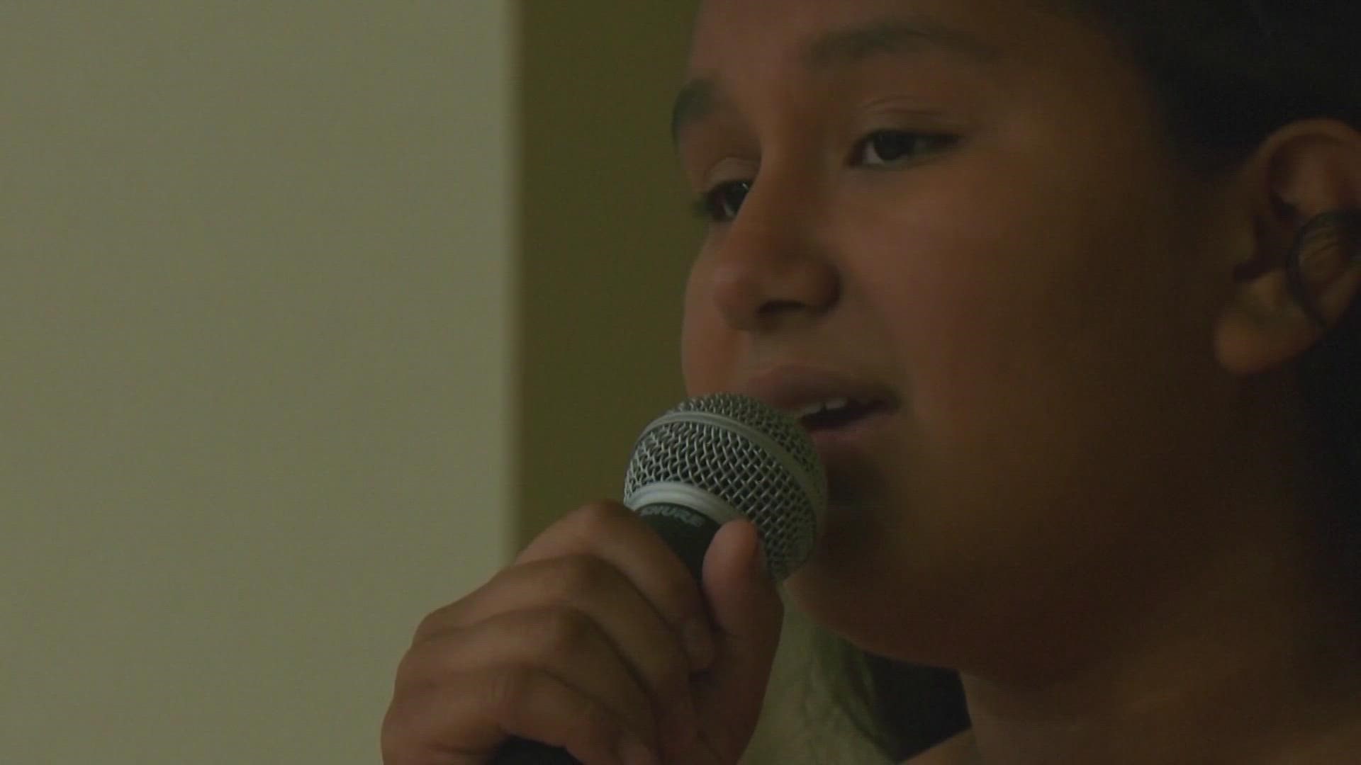Bella Barboza sang in honor of her friend, Ellie Garcia, who died in the mass shooting at Robb Elementary.