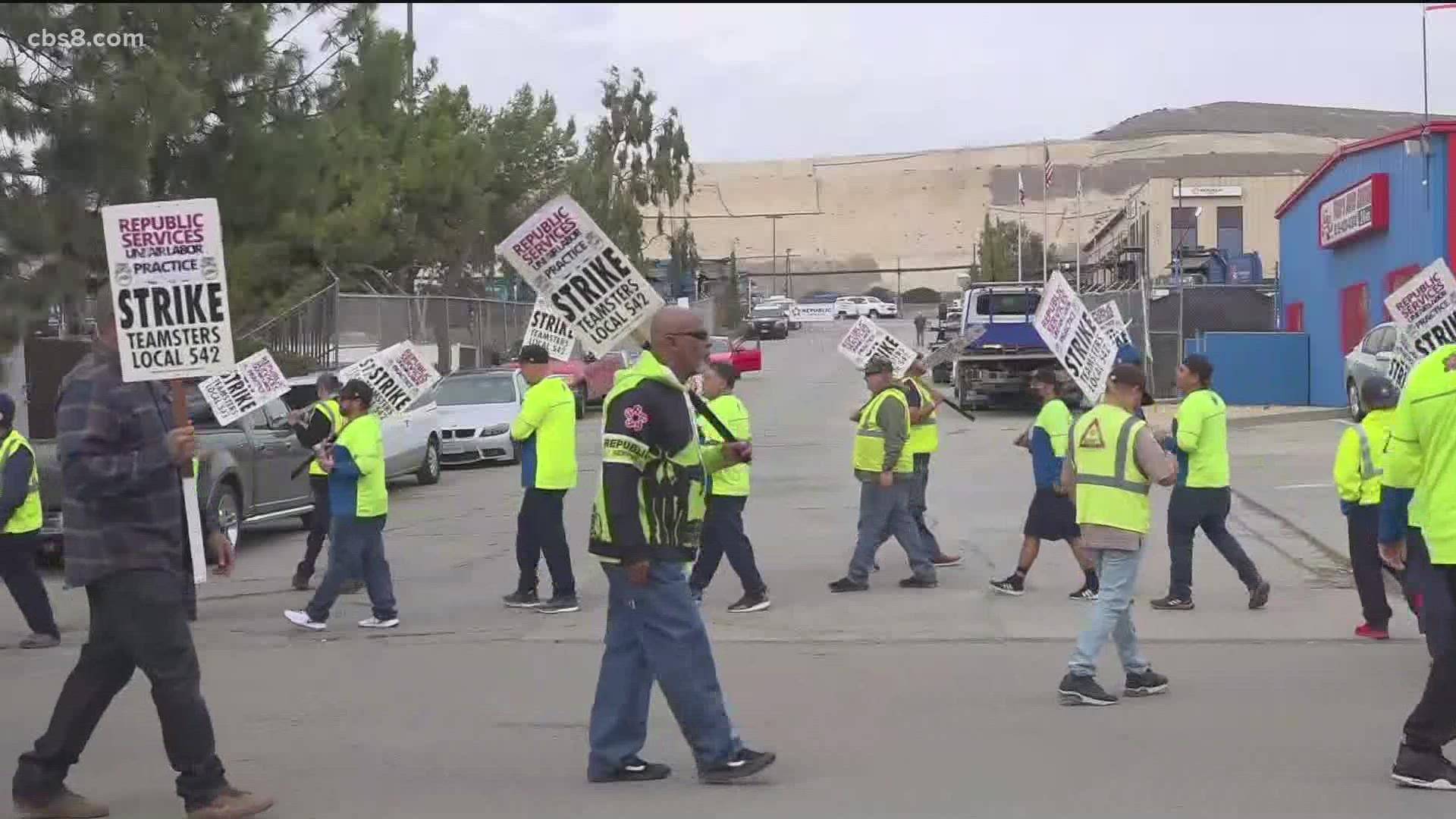 San Diego County Supervisor Nathan Fletcher and his wife Assemblywoman Lorena Gonzalez visited the strikers’ picket line Tuesday