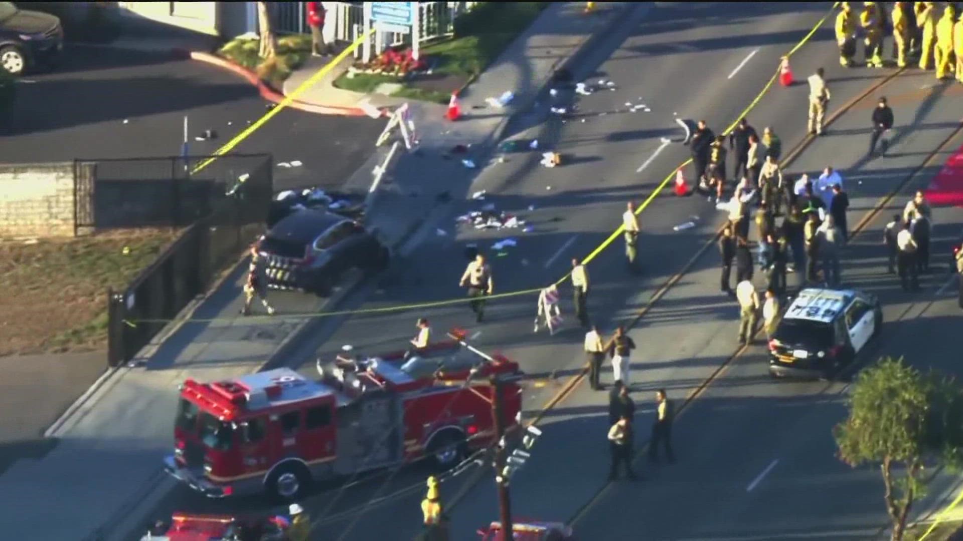 The driver of an SUV veered into the wrong lane and plowed through dozens of Los Angeles County sheriff’s academy recruits running.