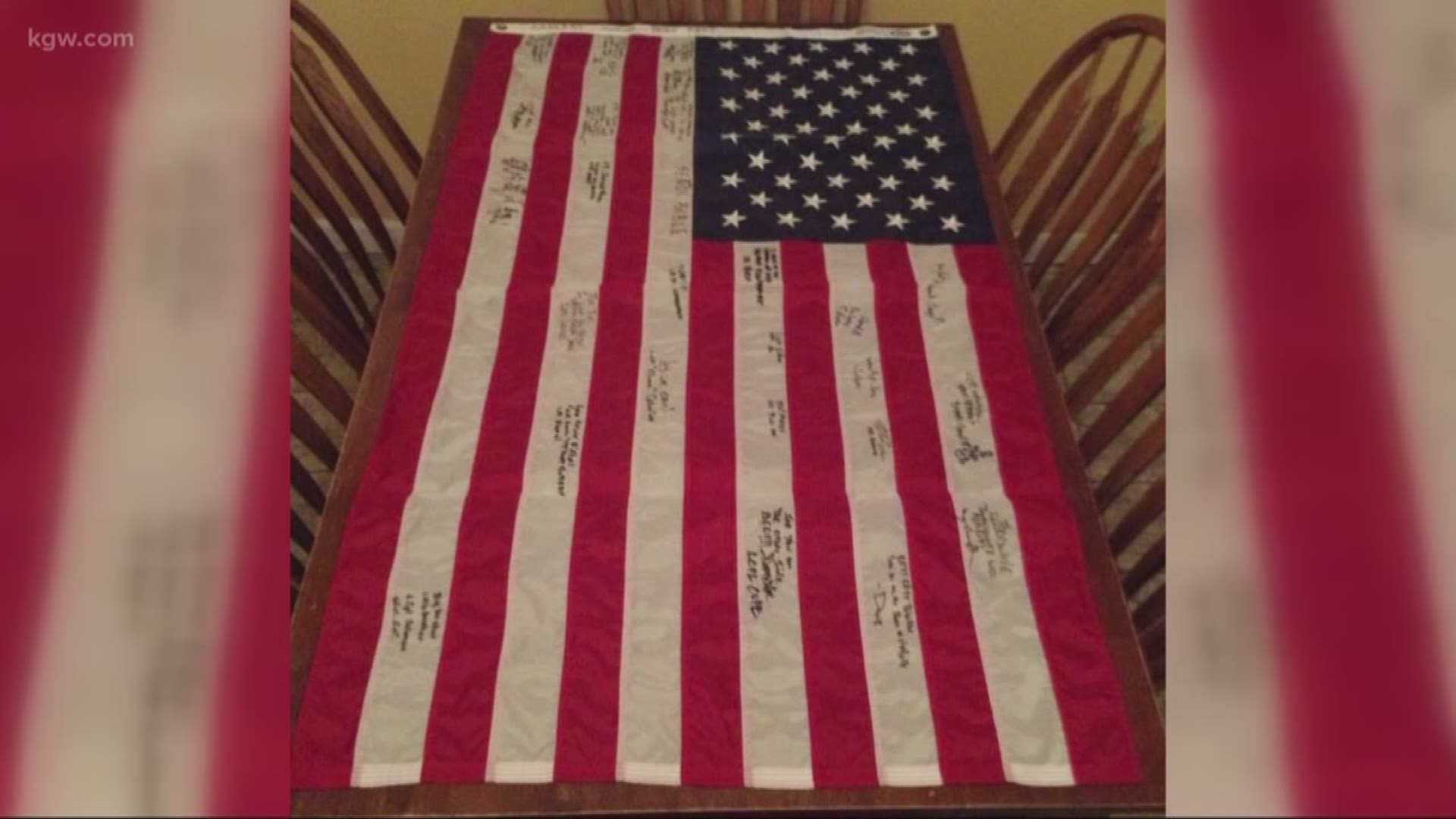A Central Washington man's Facebook post asking for help to find an American flag signed by his fallen son and comrades has gone viral.
