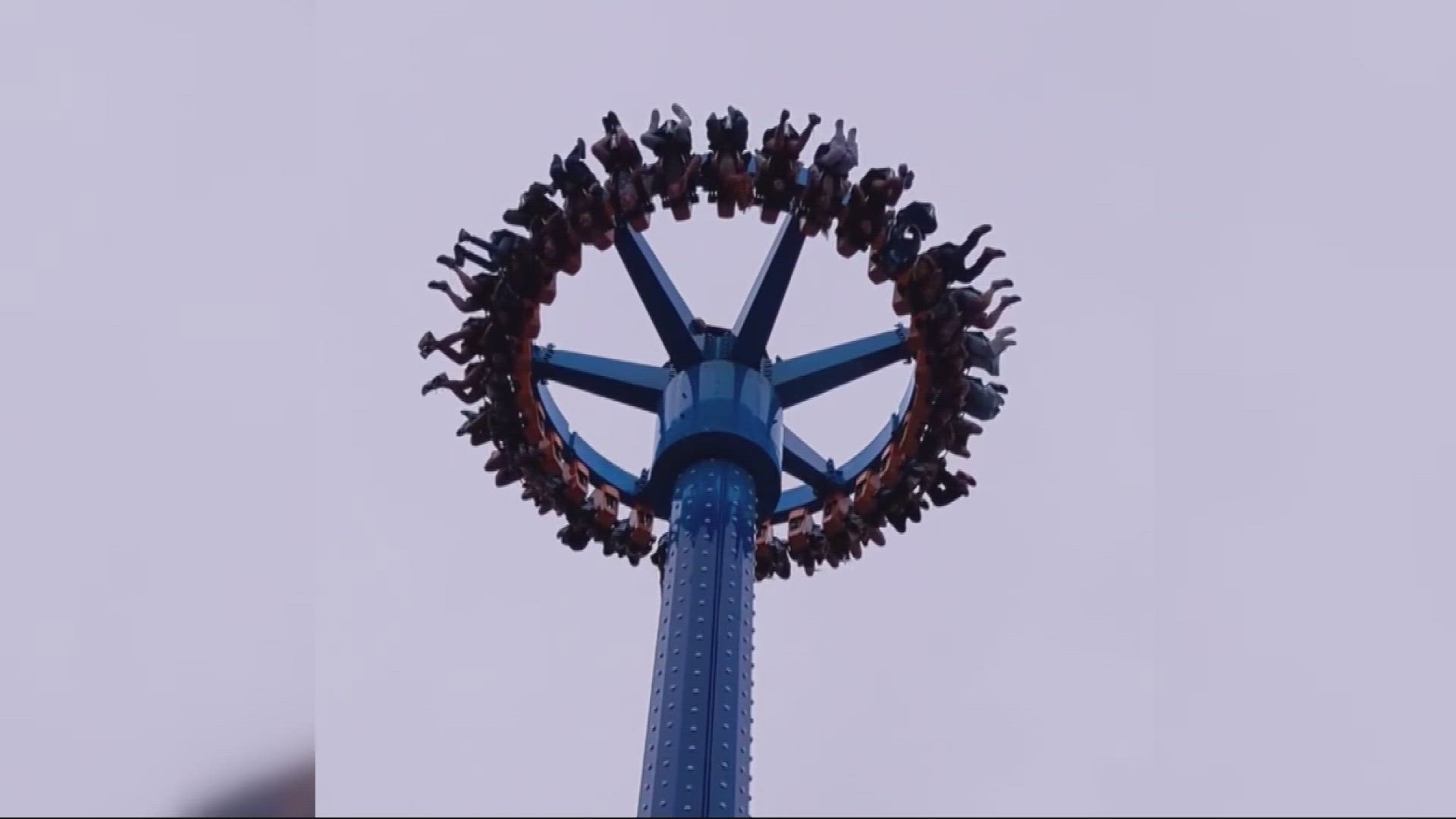 Riders were stuck upside down on the 'AtmosFEAR' for nearly half an hour at Oaks Park in Portland.