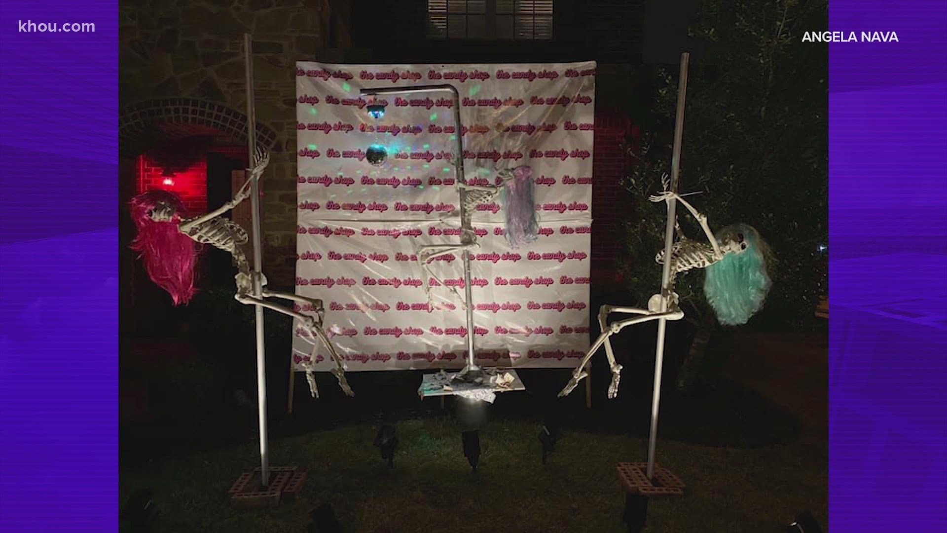 Angela Nava, a homeowner in Richmond, brought all of her skeletons out of the closet and put them in her yard for the holiday season.