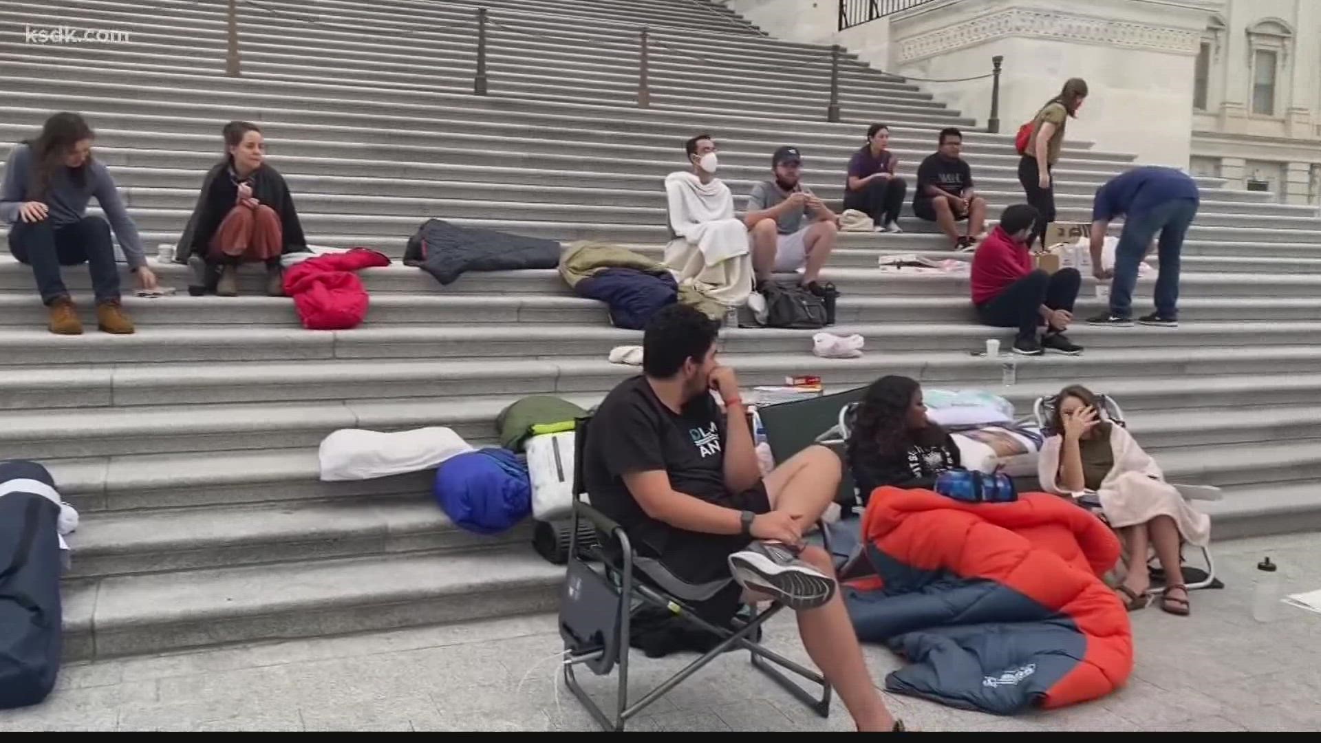 U.S. Rep. Cori Bush was sleeping outside U.S. Capitol Building for the third straight night in response to the federal eviction moratorium expiring this weekend.