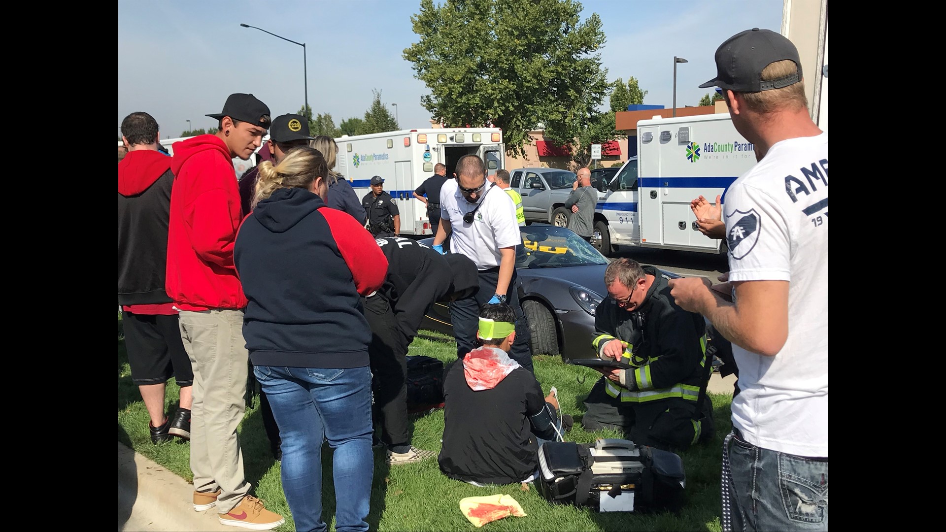 Car plows into crowd at Boise Spectrum