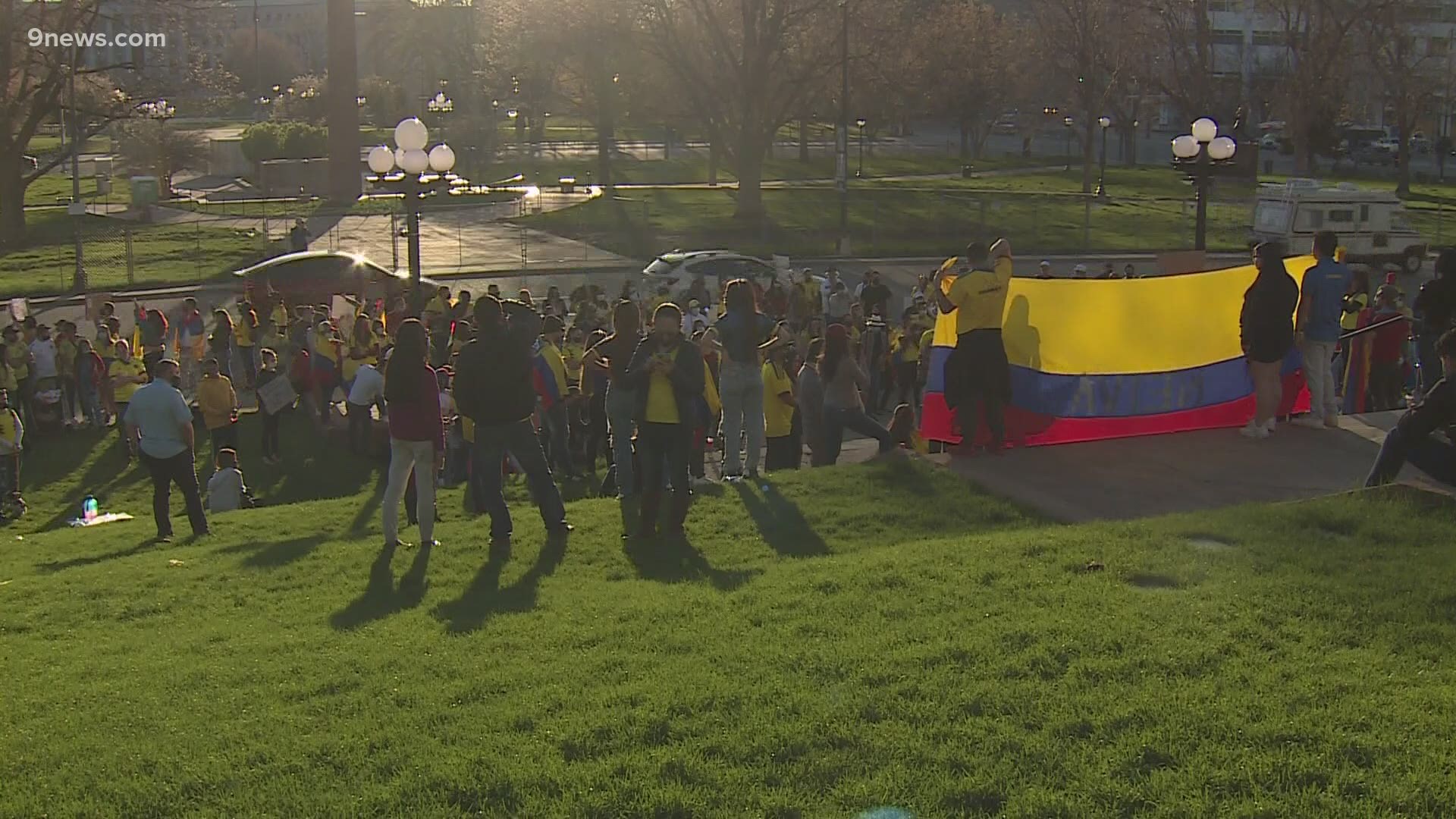 Members of the Colombian community in Colorado gathered at the state Capitol Wednesday in support of protests against the Colombian government in Colombia.