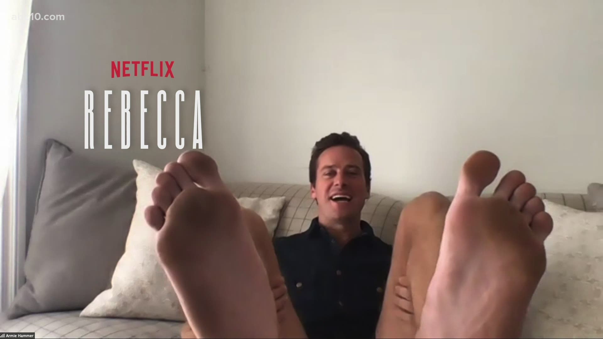 Armie Hammer talks about Rebecca and his feet with Mark S. Allen.