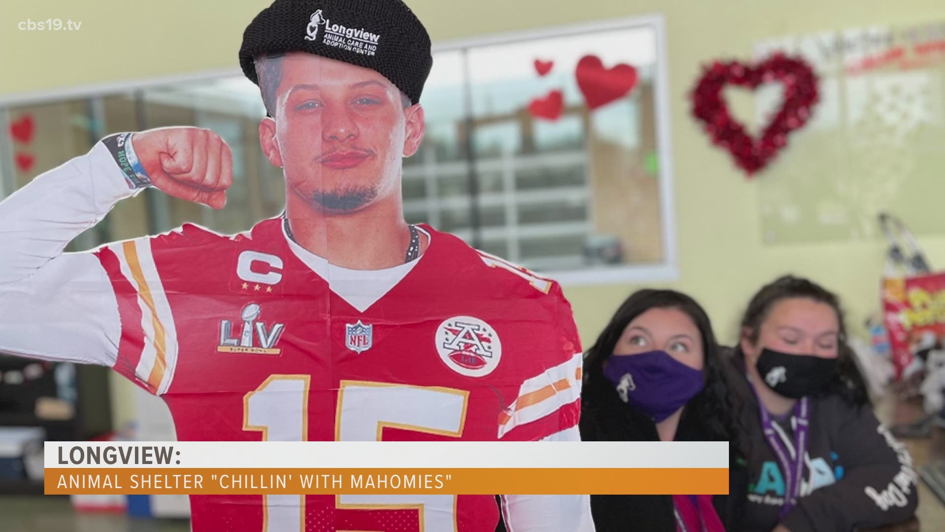 Longview Animal Shelter gets "special visit" from life-size cardboard quarterback Patrick Mahomes