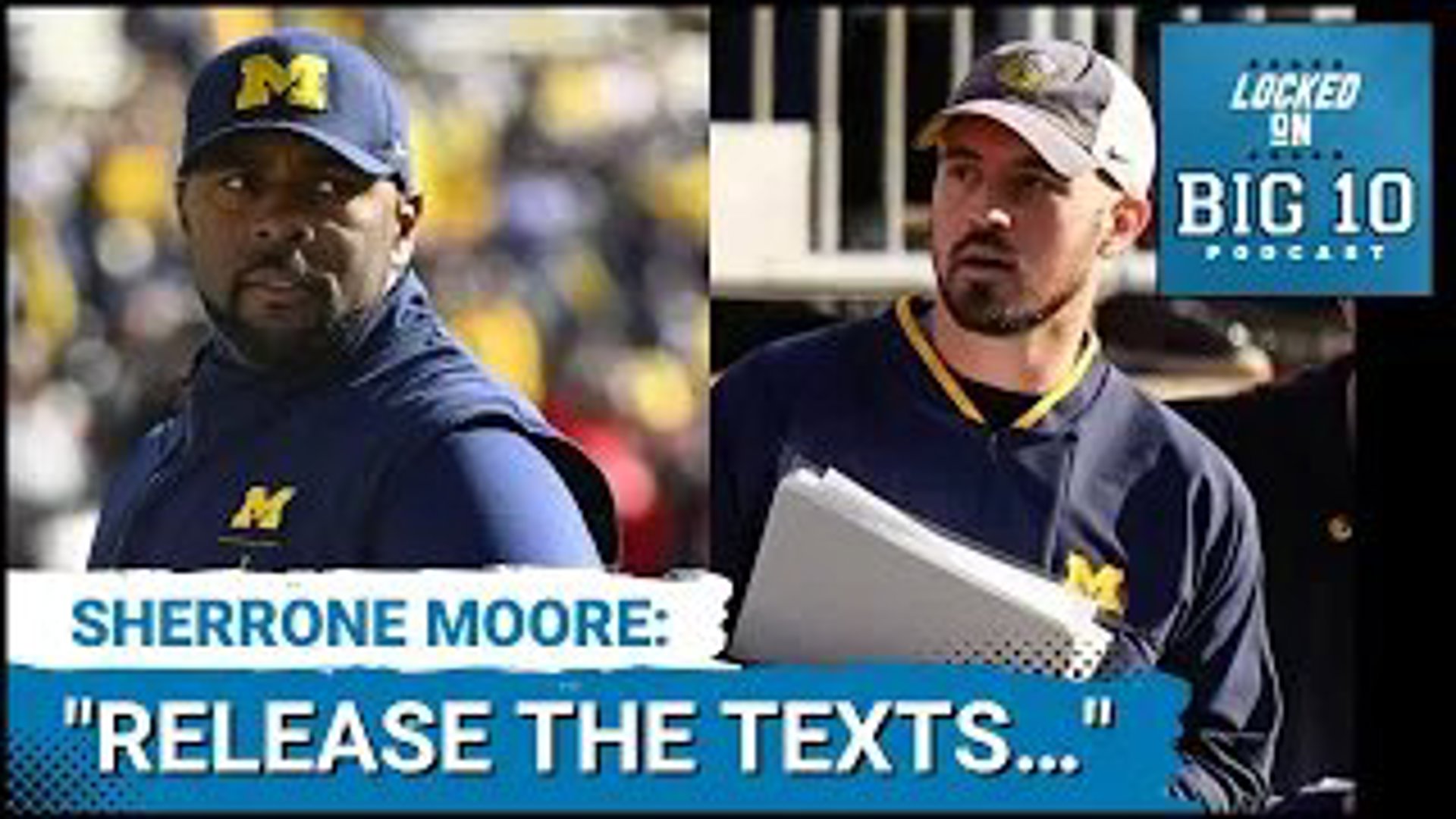 Michigan football coach Sherrone Moore spoke to the media for the first time since Big Ten Media Days and discussed the deletion of a chain of 52 text messages.