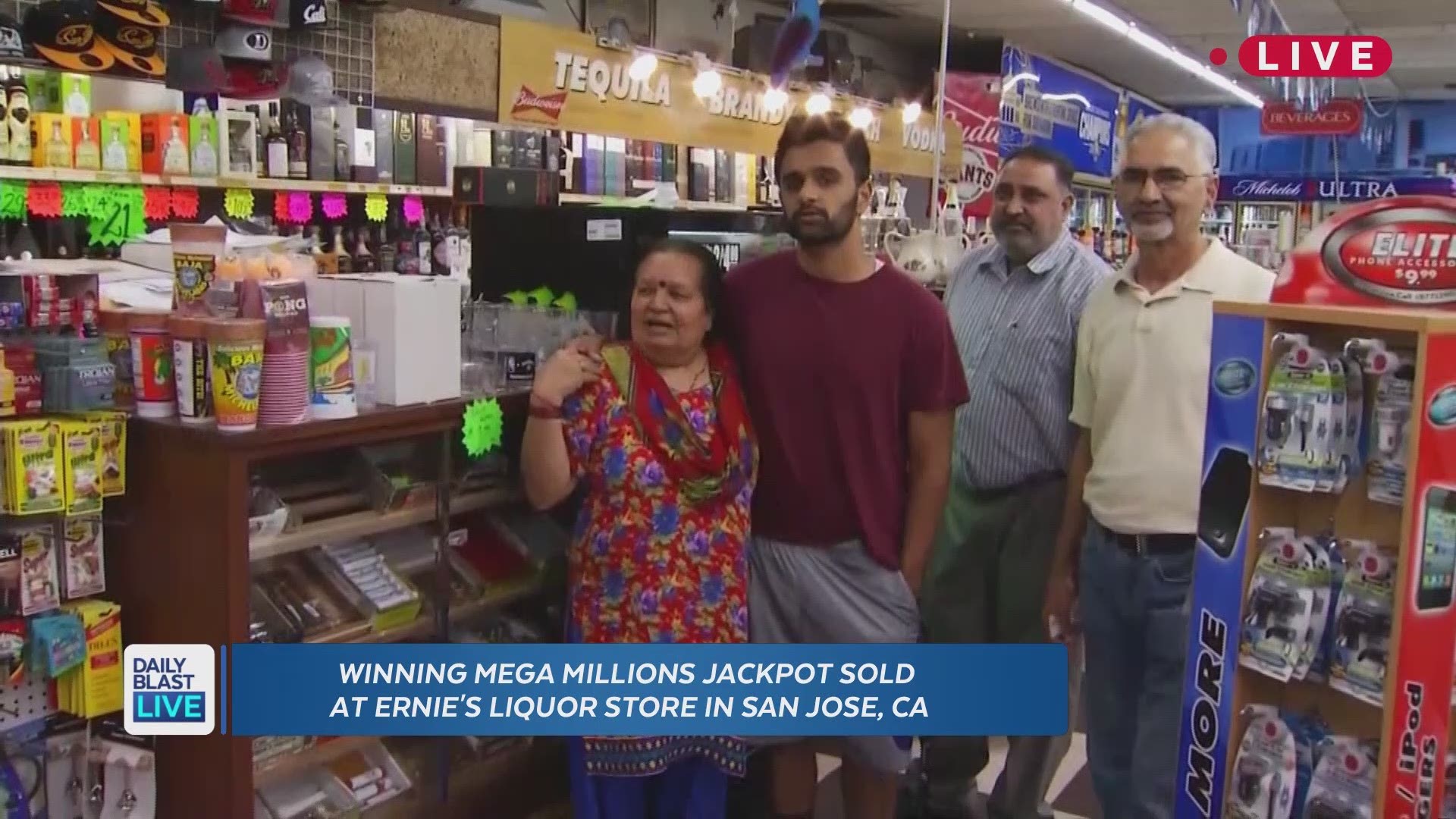 A lucky lottery player in San Jose matched all 6 numbers to win $522 million. The ticket was sold at Ernie's Liquors with the California Lottery and Daily Blast LIVE got to speak with the liquor store owner about his own $1 million dollar reward for selli