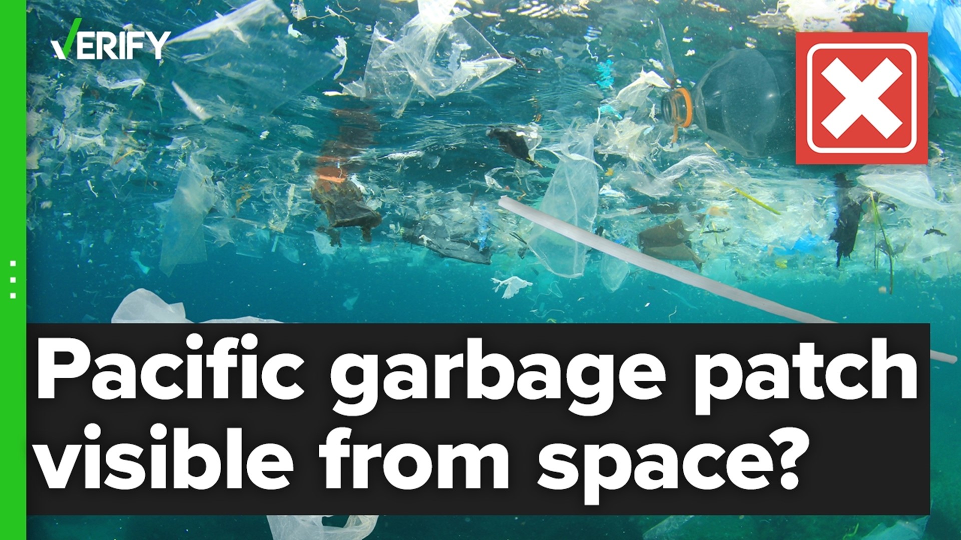 The Great Pacific Garbage Patch is a large collection of marine debris that can be seen floating on the ocean surface. It’s large, but you can’t see it from space.