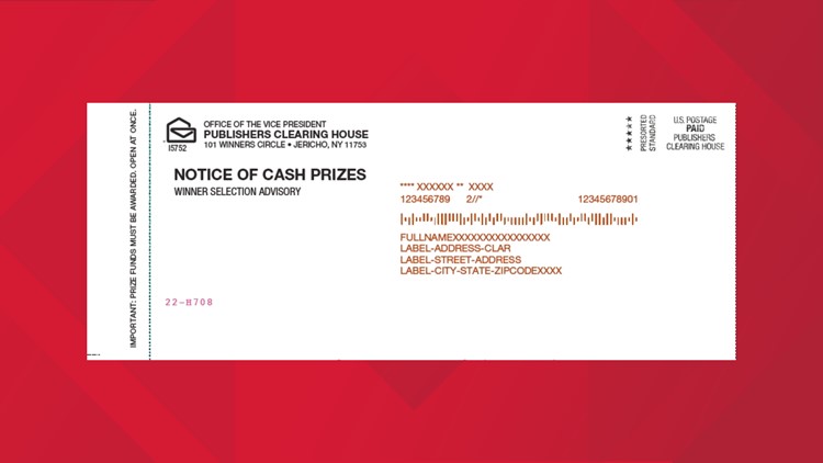 What a Publishers Clearing House sweepstakes postcard looks like | wkyc.com