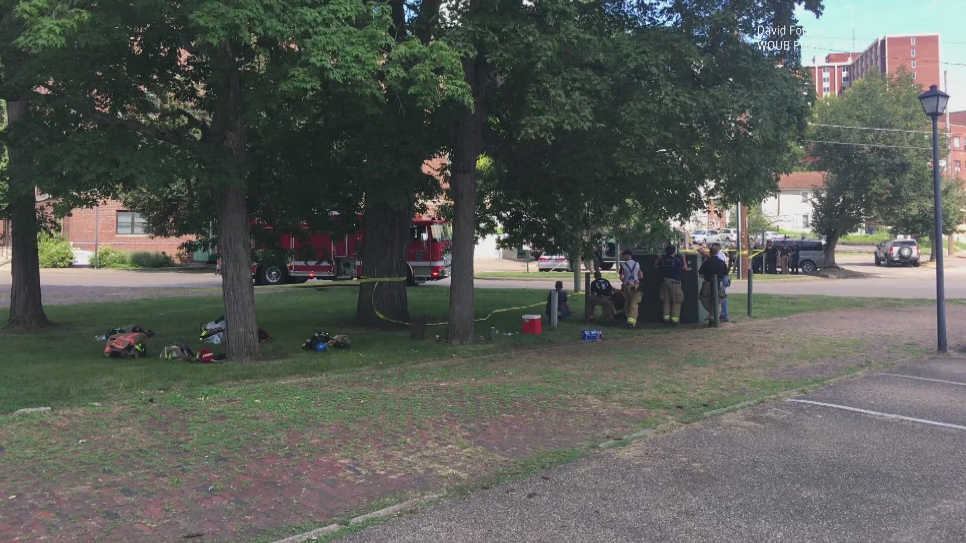 Authorities used a drone to get into the apartment where the suspect was found dead from a self-inflicted injury, according to the Athens County police chief.
