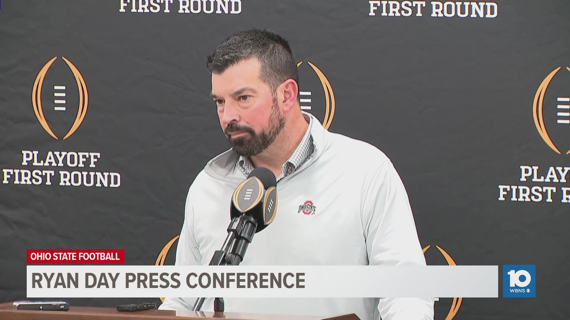 Head coach Ryan Day discussed Ohio State's matchup with Tennessee in the first round of the College Football Playoffs on Saturday.