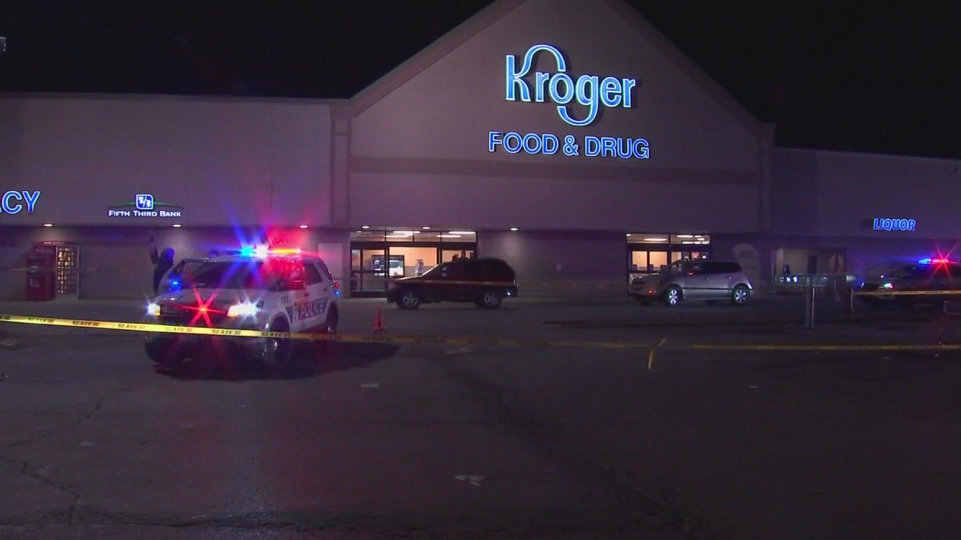 Police said the incident began with an altercation inside the grocery store between a security guard working at the store and a woman, who was a customer.