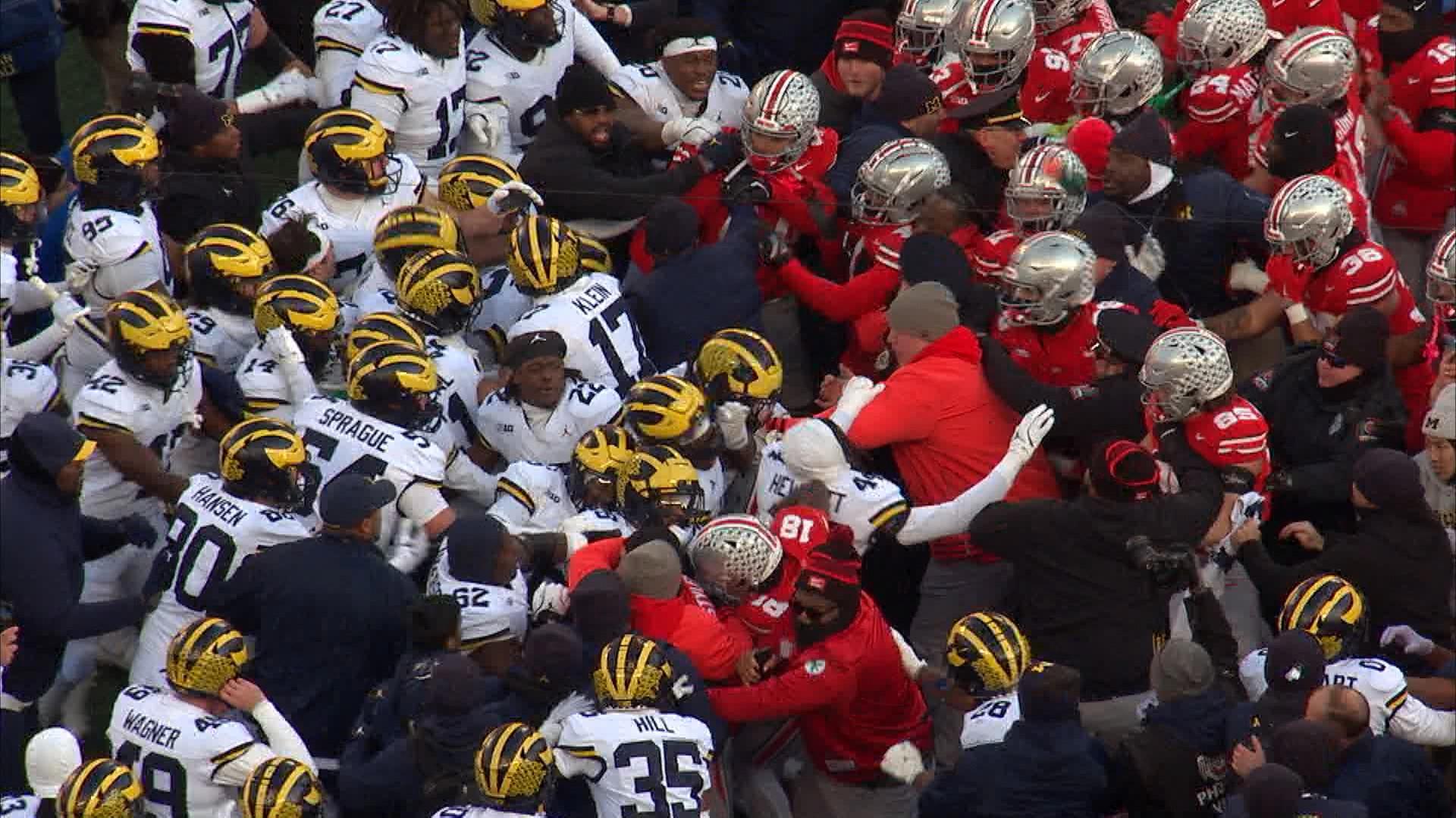 The brawl comes after a hard-fought and emotional 13-10 loss for Ohio State.