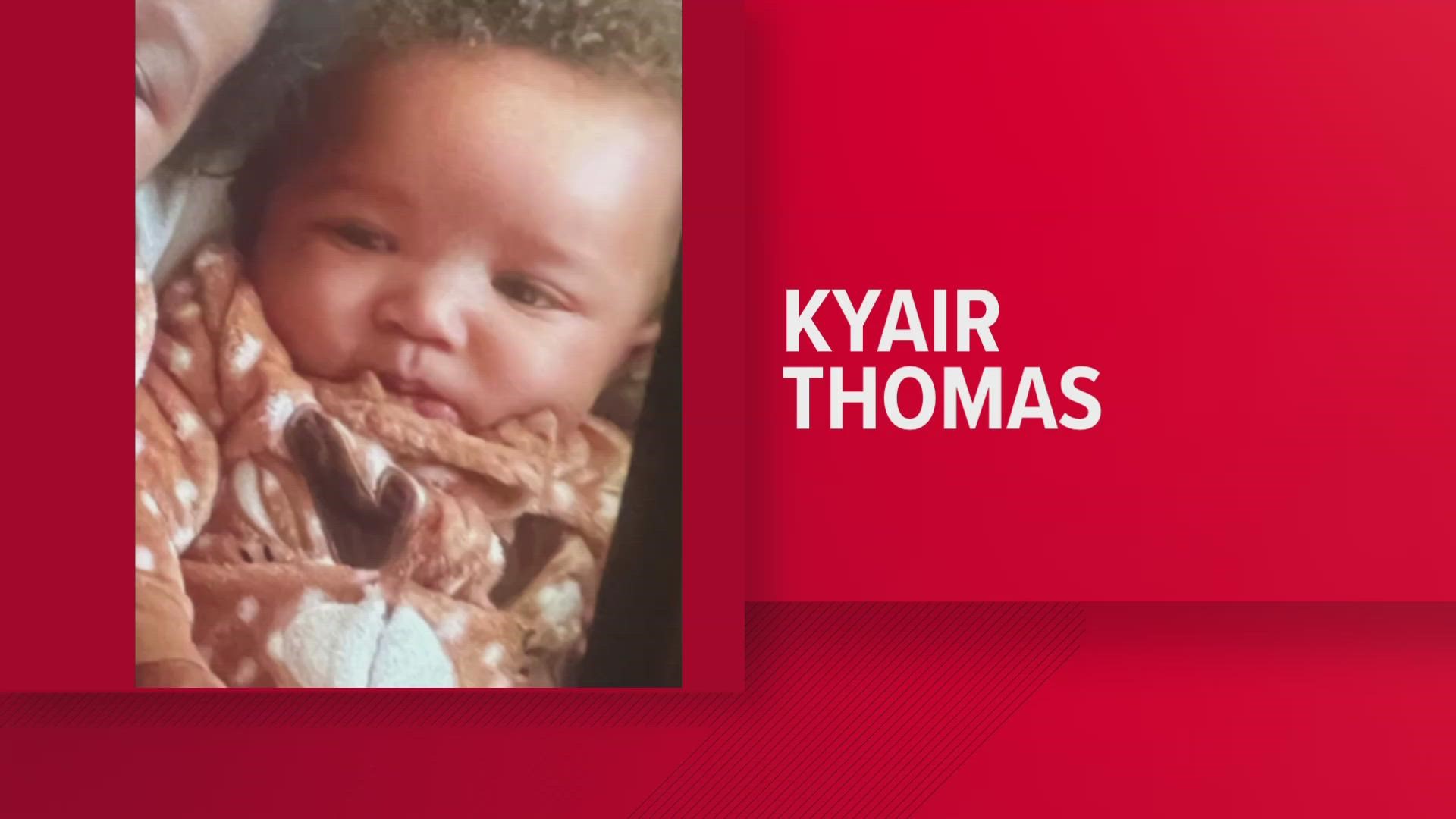 Police: 6-month-old Kyair Thomas was pronounced dead just before midnight Saturday
