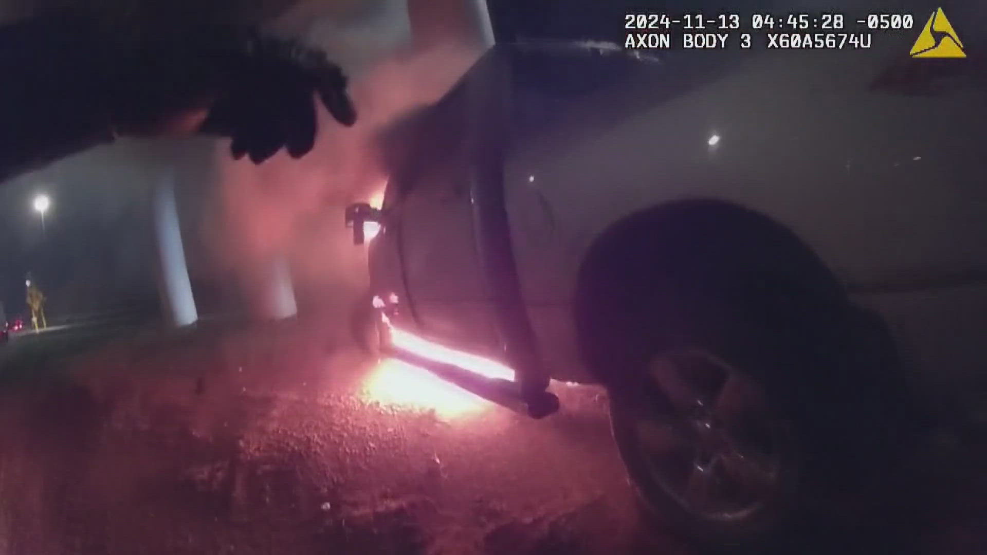 The Columbus Division of Police released body camera video showing officers rescuing a man from a burning pickup truck on Interstate 71.