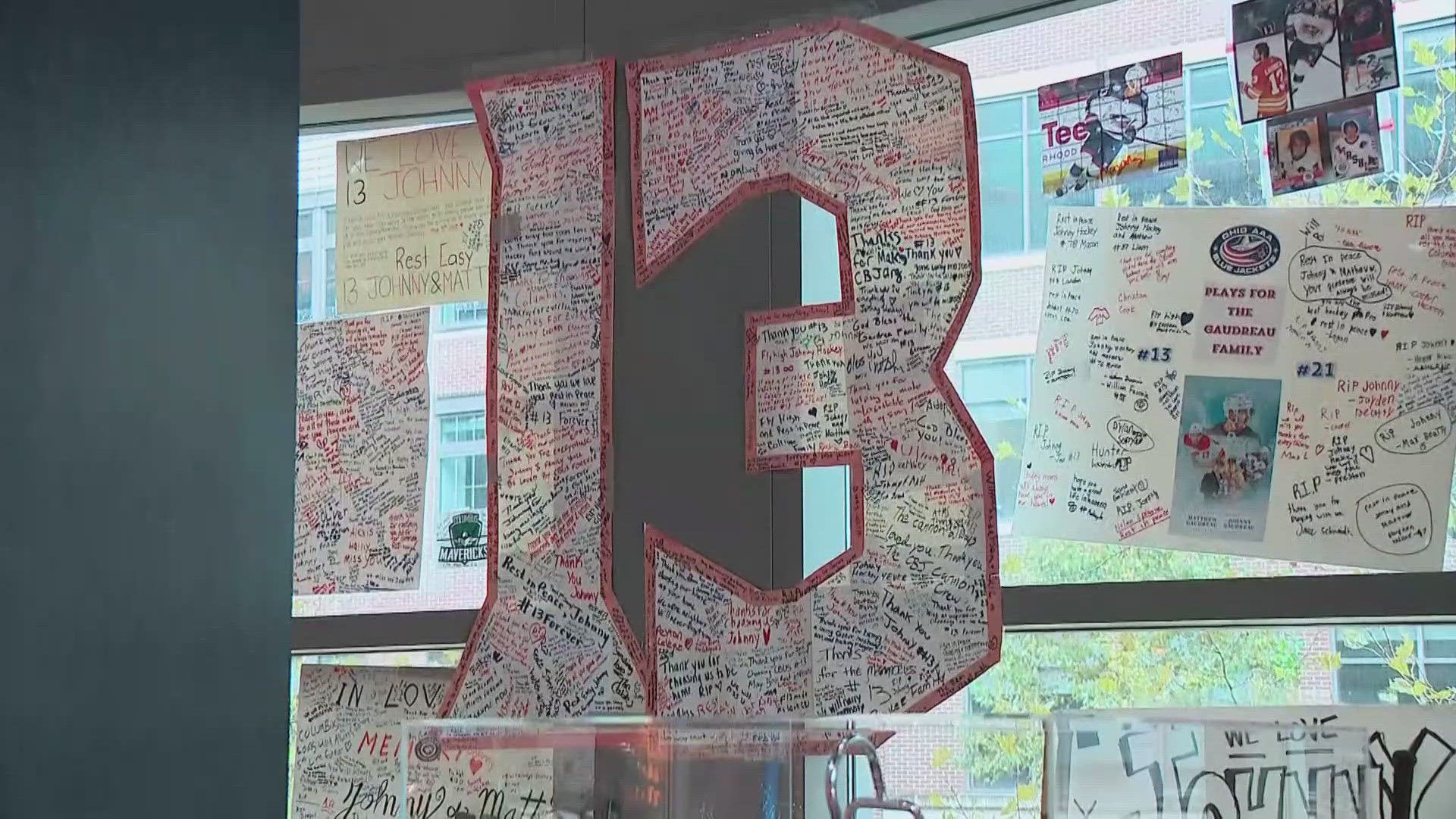 The “13” tributes for former Columbus Blue Jackets forward Johnny Gaudreau are almost everywhere as the team prepares for their home opener.