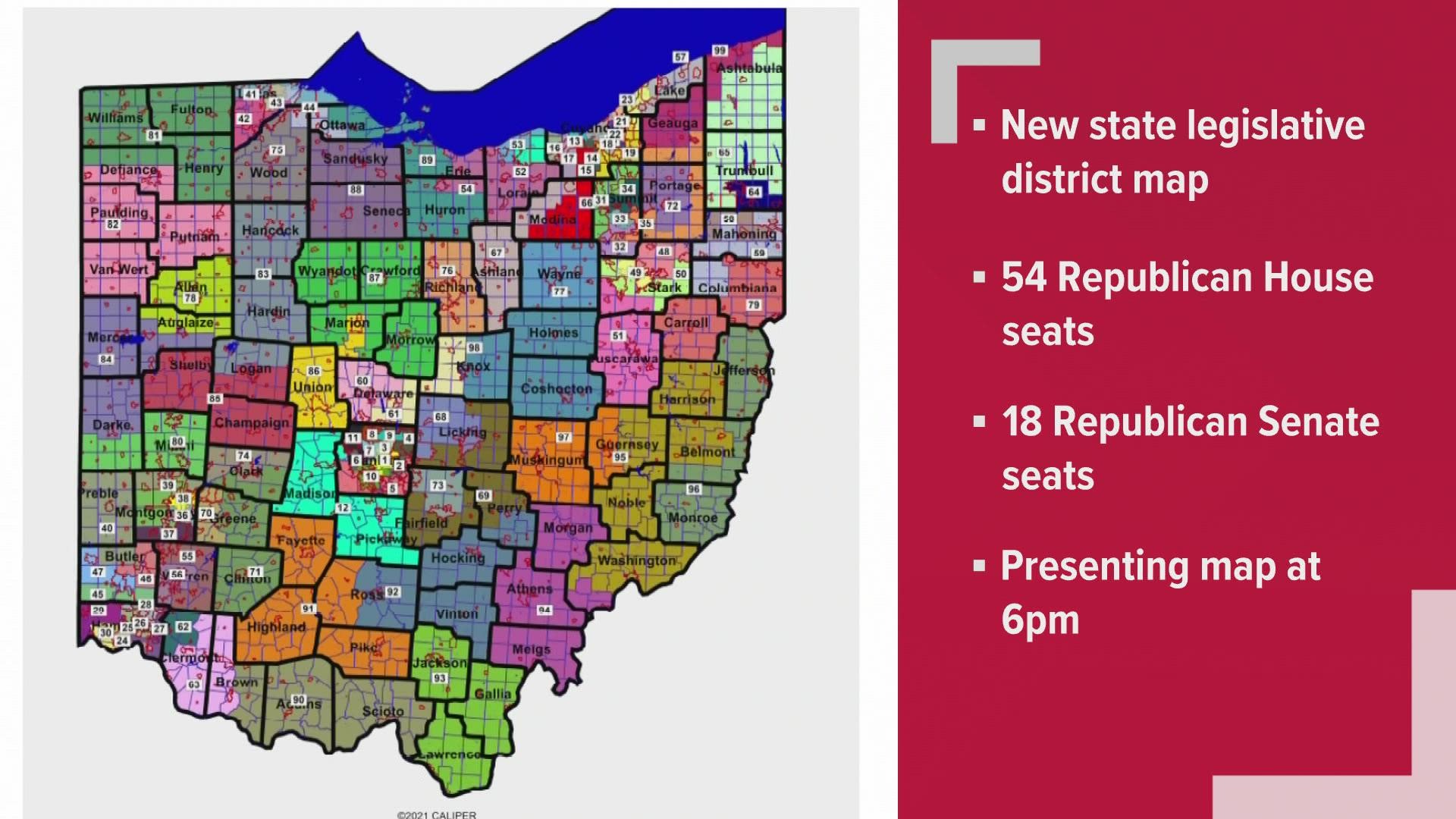 The new map includes 54 Republican House seats and 18 Republican Senate seats.