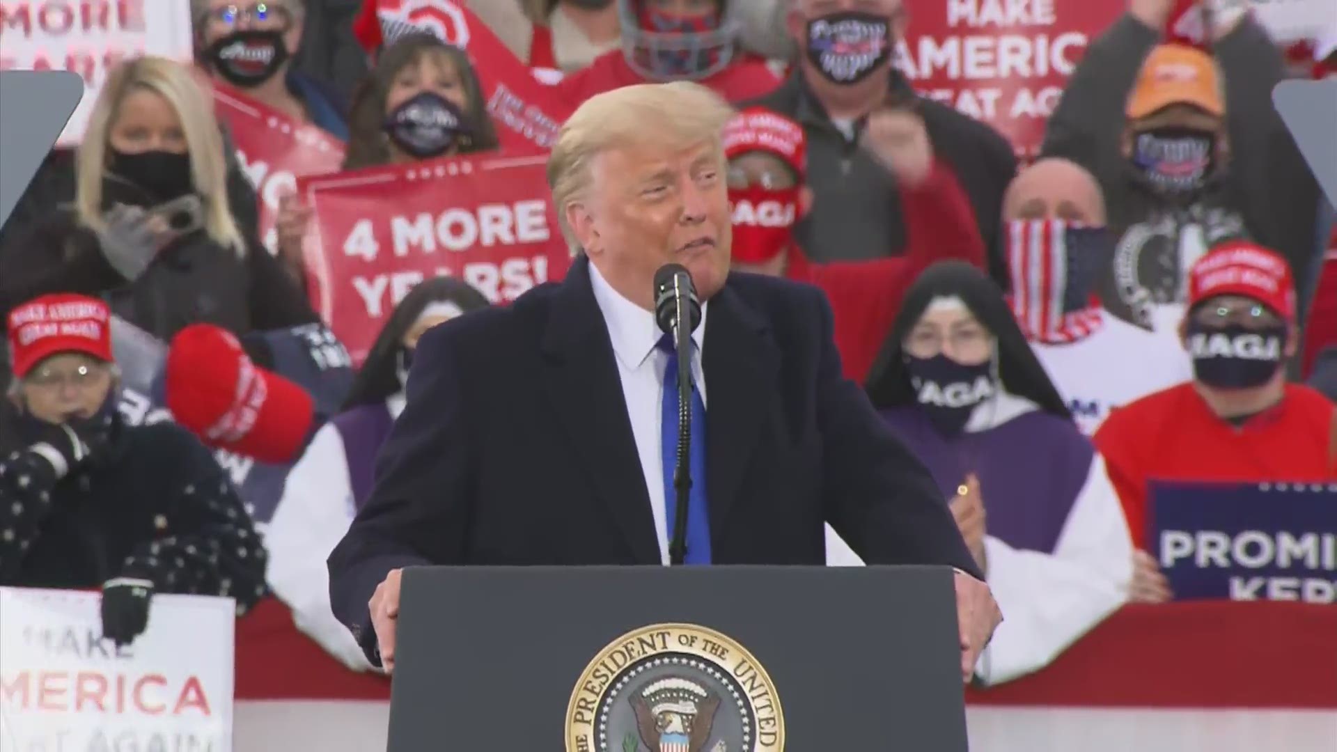 In a campaign speech in Circleville, President Trump welcomed the return of Big Ten football.