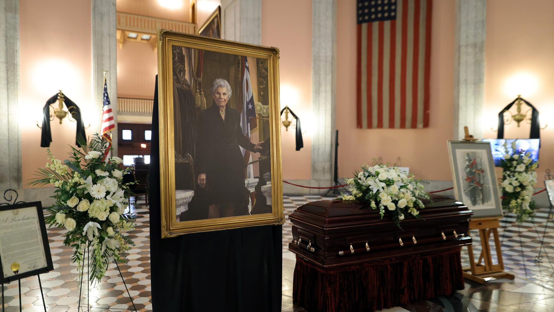 The governor and other present and past elected officials are paying their respects to the late Jo Ann Davidson as she lies in state at the Ohio Statehouse.