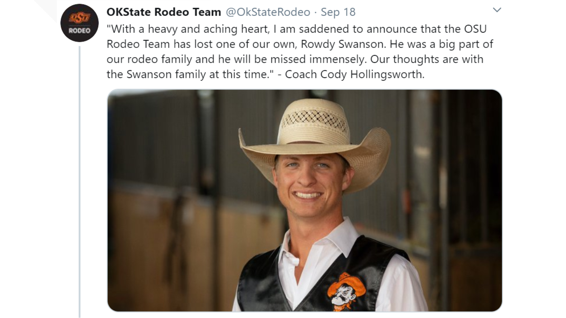 20yearold OSU bull rider dies after competing in Mineral Wells rodeo