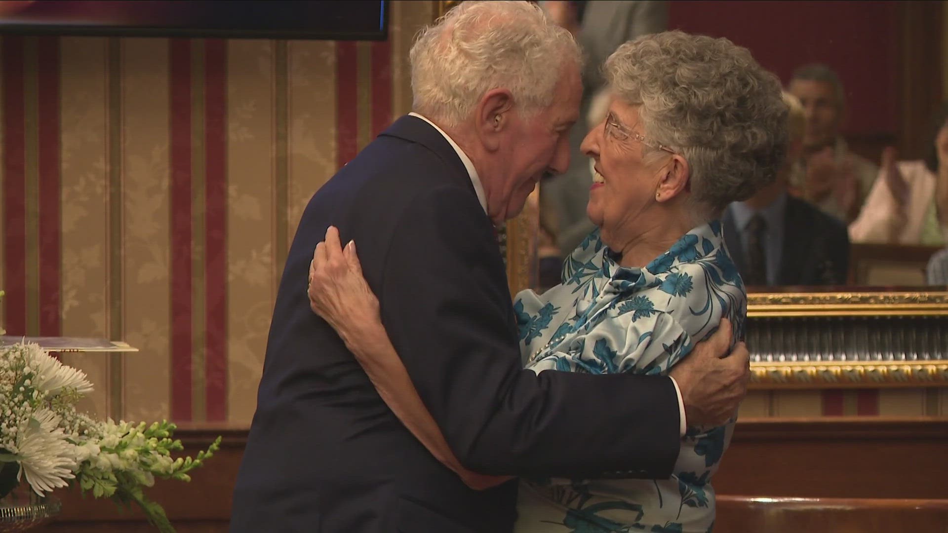 Carmelo Parisi and Jenny Matteliano, both 89 and born the same day, tied the knot in an afternoon ceremony.